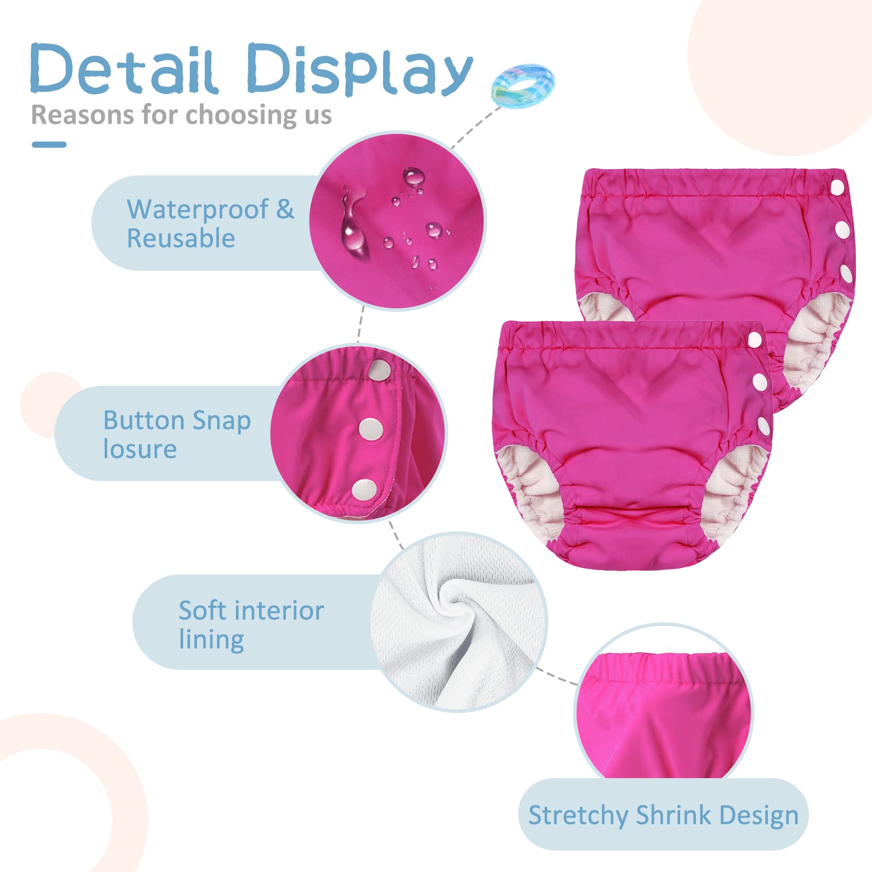 **Reusable Durio Swim Diapers for Toddlers - Washable Baby Swim Diaper for Pool, Beach & Water Play**