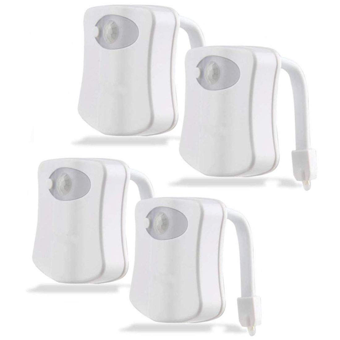 4 Pack Motion Sensor LED Night Lights - 8 Color Changing Toilet Bowl Light with 2 Modes for Bathroom & Washroom | Auto Detection, Universal Fit | Perfect for Kids, Elderly & Nighttime Safety