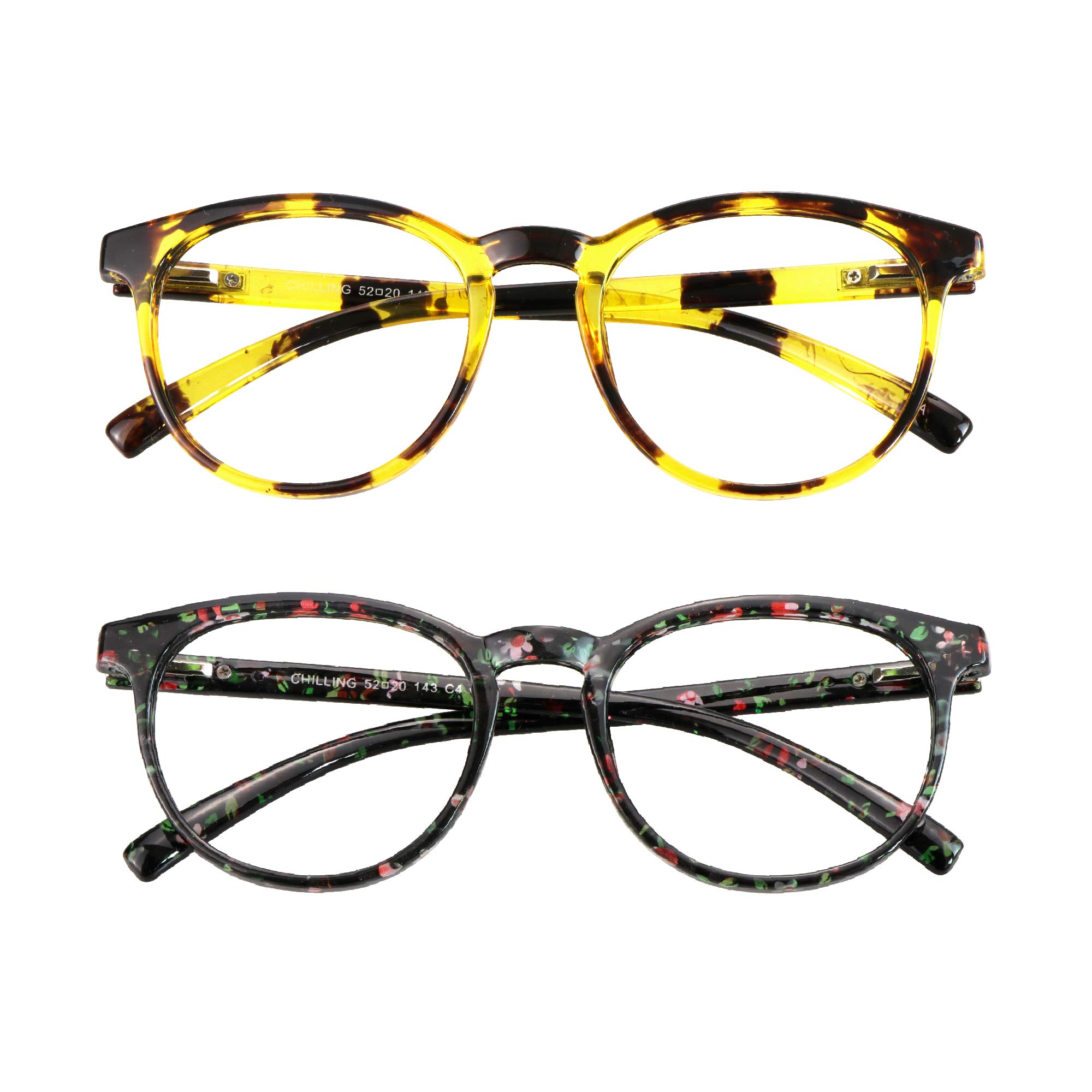 VisionGlobal Blue Light Blocking Glasses - 2 Pack Anti Eyestrain Computer Glasses with Stylish Oval Frame & Anti-Glare Coating | Perfect for Gaming, Office Work & Screen Time Protection