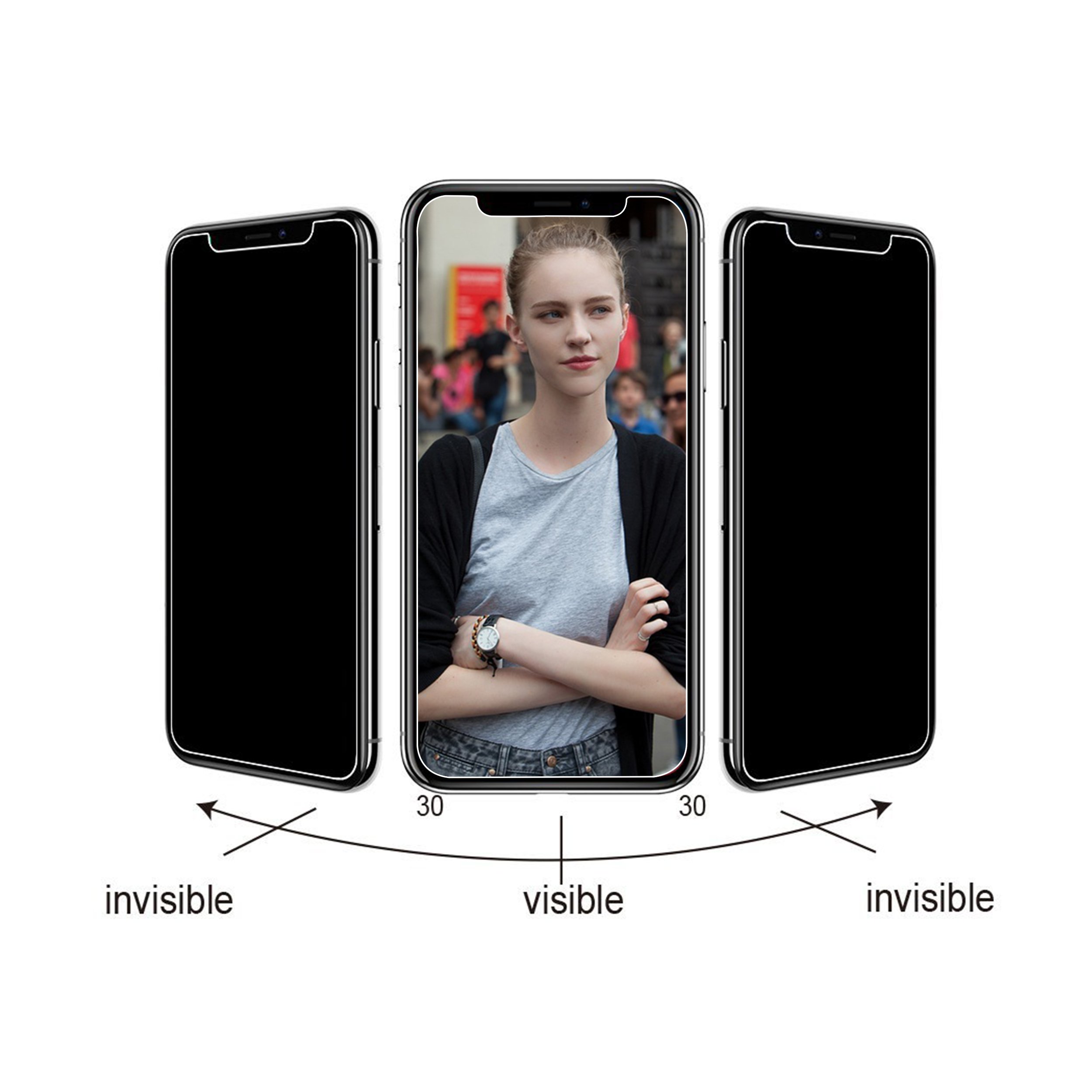 Ailun Privacy Screen Protector for iPhone 11 Pro/iPhone Xs/iPhone X (5.8 Inch) 2 Pack - Anti-Spy Tempered Glass, Case Friendly - Perfect for Office, Travel & Personal Privacy Protection