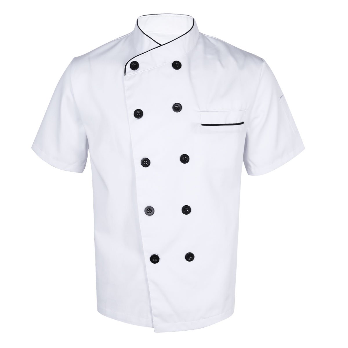 iEFiEL Chef Coat Jacket - Professional Kitchen Uniform for Men & Women - Short Sleeve Cook Workwear for Restaurant, Catering & Culinary School Use