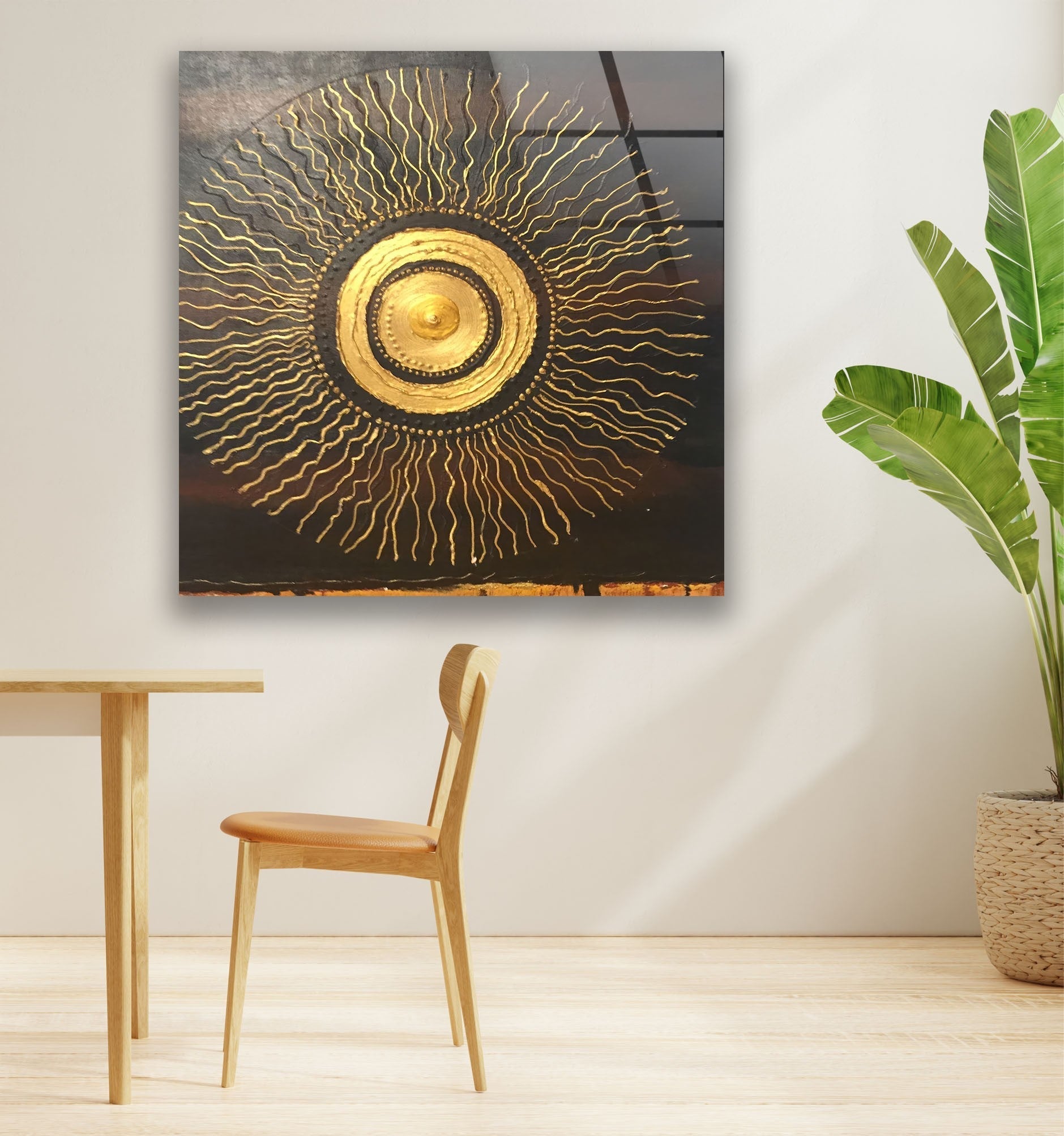 Abstract Circle Design Glass Wall Art - Modern Home Decor for Living Room, Bedroom & Office - Handmade Glass Artwork for Stylish Interior Design