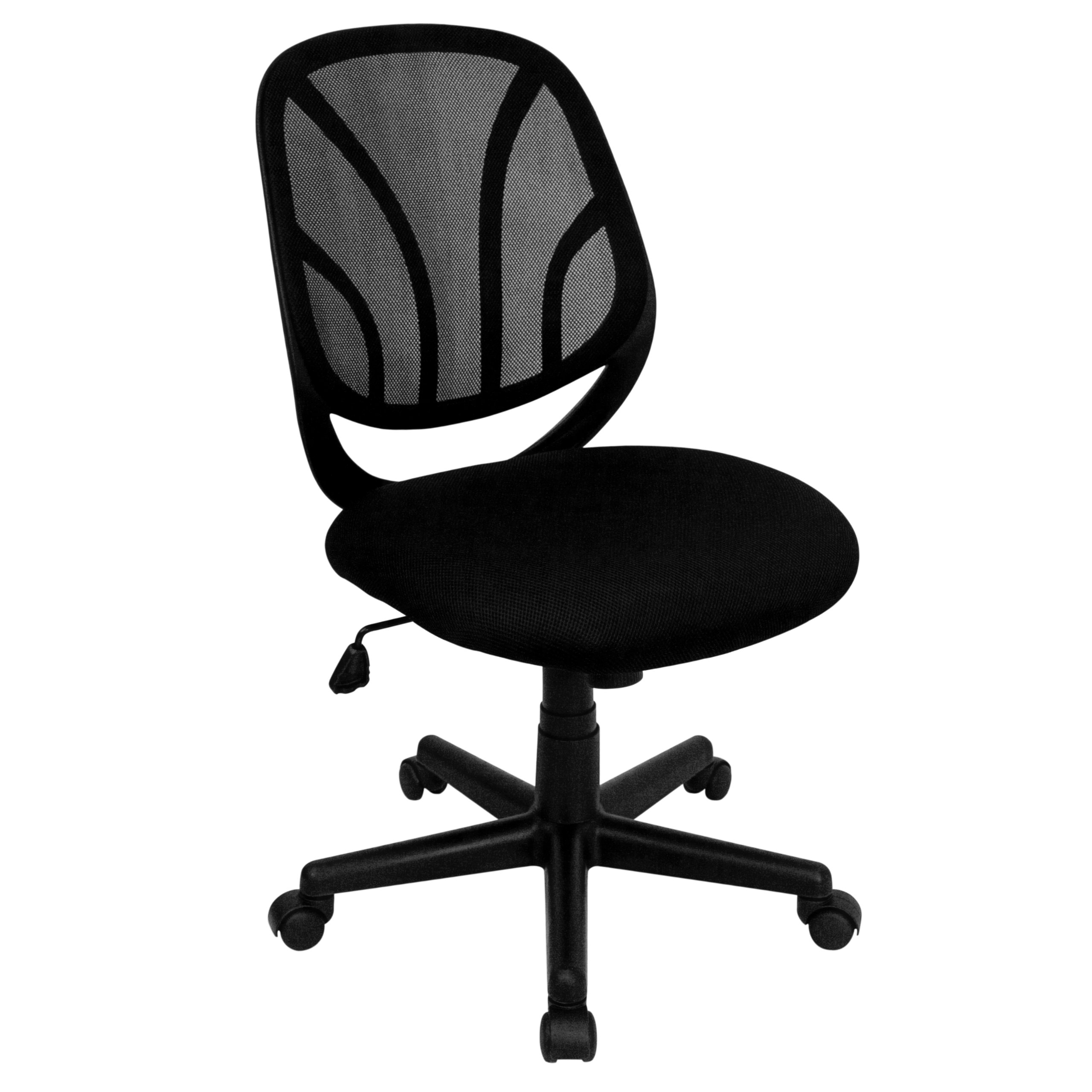 Flash Furniture Y-GO Mid-Back Black Mesh Office Chair - Ergonomic Swivel Task Chair for Home & Office Workspace - Perfect for Long Hours of Computer Work, Gaming, and Study Sessions