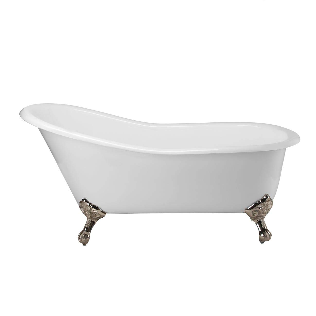 Vintage 72 Inch Cast Iron Clawfoot Slipper Tub - Freestanding Soaking Bathtub for Bathroom | Classic Luxury Bathtub for Spa, Master Bath & Vintage Home Decor