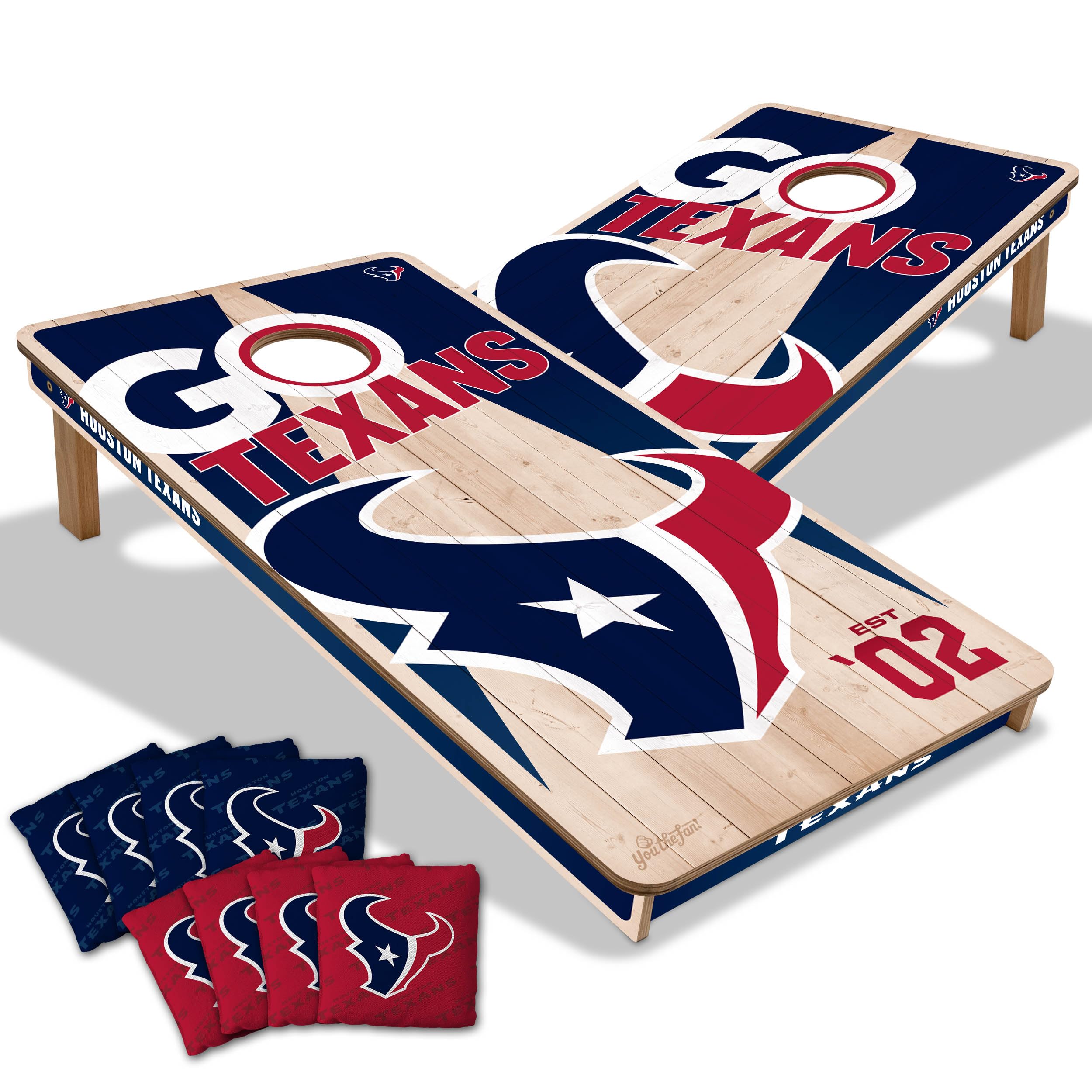 YouTheFan NFL 2’ x 4’ Professional Wood Cornhole Game Set with Logo Bags - Official Team Cornhole Boards for Tailgating, Backyard Parties & Outdoor Games