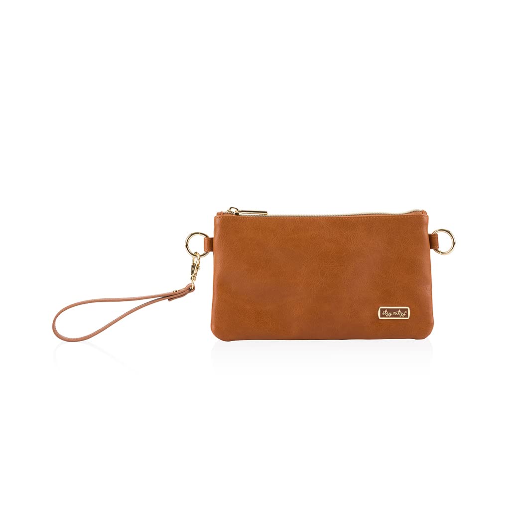 Itzy Ritzy Boss Pouch - Women's Crossbody Clutch Belt Bag with Wristlet Strap & 6 Card Slots | Multi-Functional Purse for Everyday Use, Travel & Night Out (Cognac)
