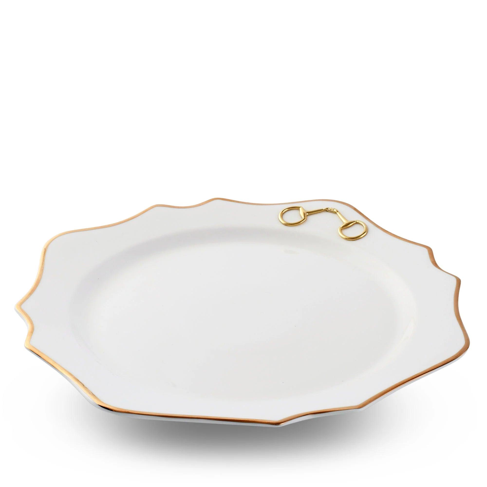 Premium Gold Scallop Snaffle Bit Charger Plate - Elegant Dinnerware for Wedding, Party & Holiday Table Decor
