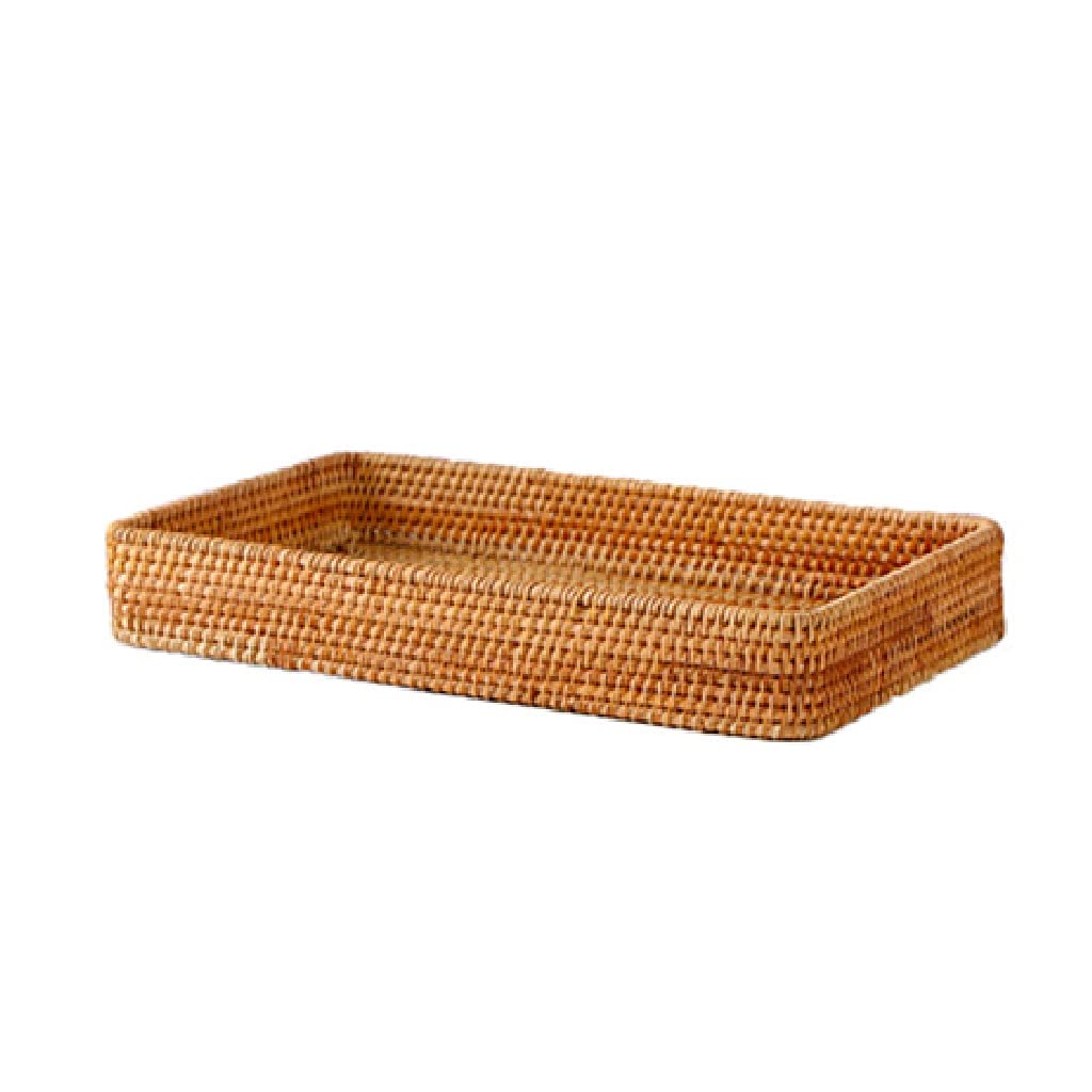UXZDX Hand-Woven Rattan Storage Basket - Natural Wicker Bread & Fruit Display Tray for Kitchen Counter, Dining Table, and Farmhouse Decor