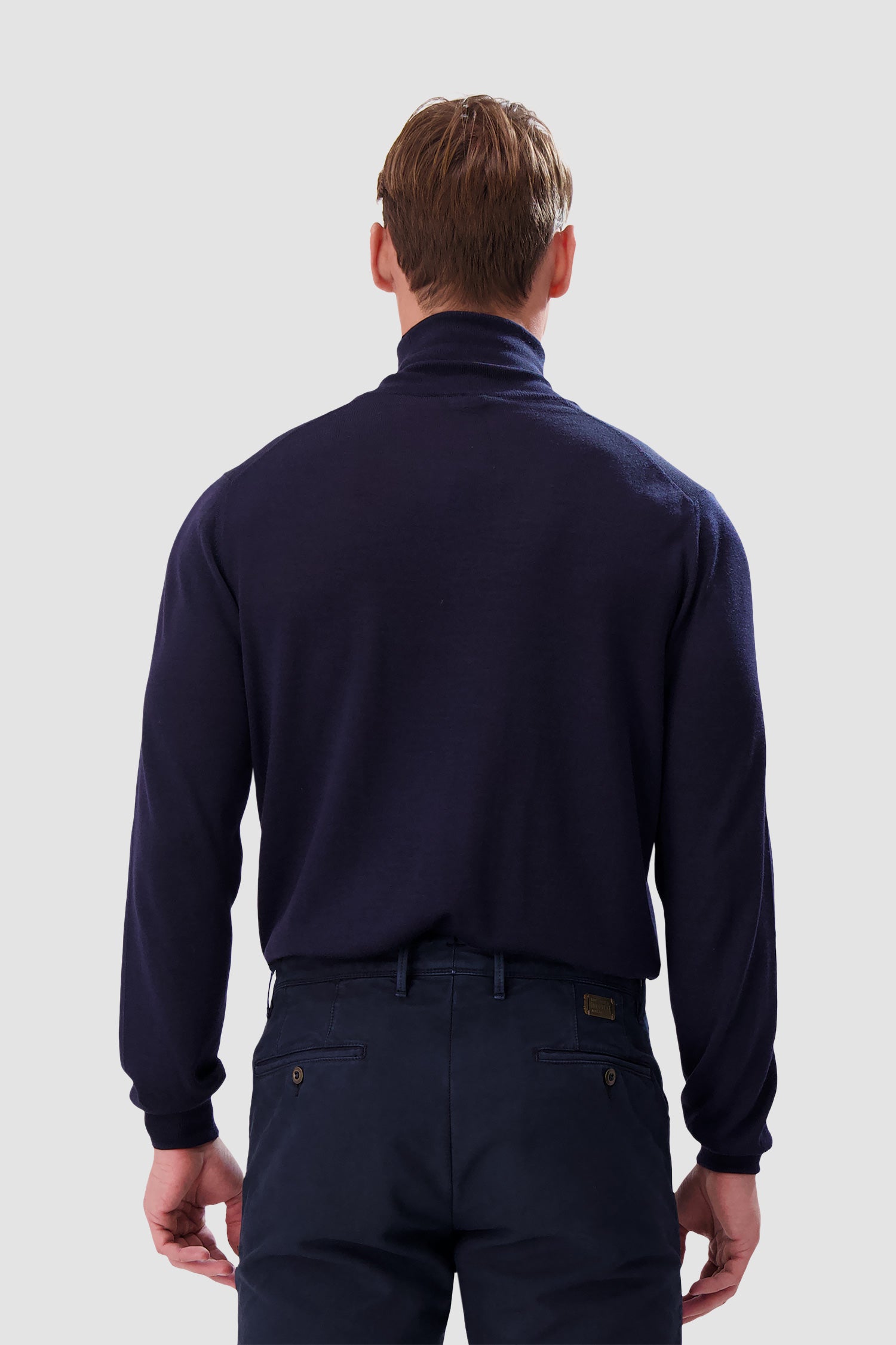 Barba Napoli Navy High Neck Ciclista Sweater for Men - Italian Wool Cycling Pullover - Perfect for Winter Biking & Casual Wear