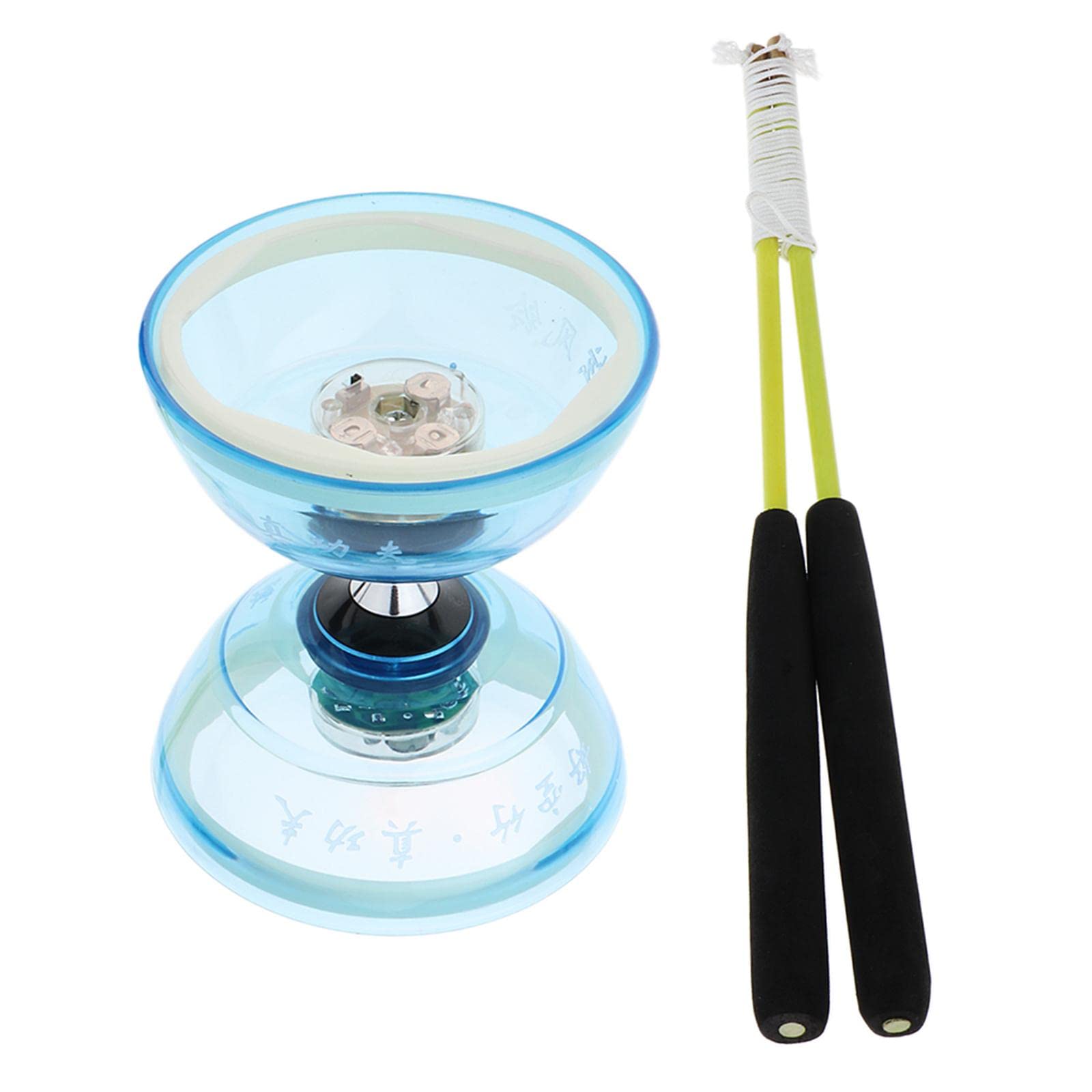 DYNWAVE Juggling Toys - Triple Bearing Light Up Diabolo with Hand Sticks (Blue) - Perfect for Circus Performances, Street Shows, and Outdoor Entertainment