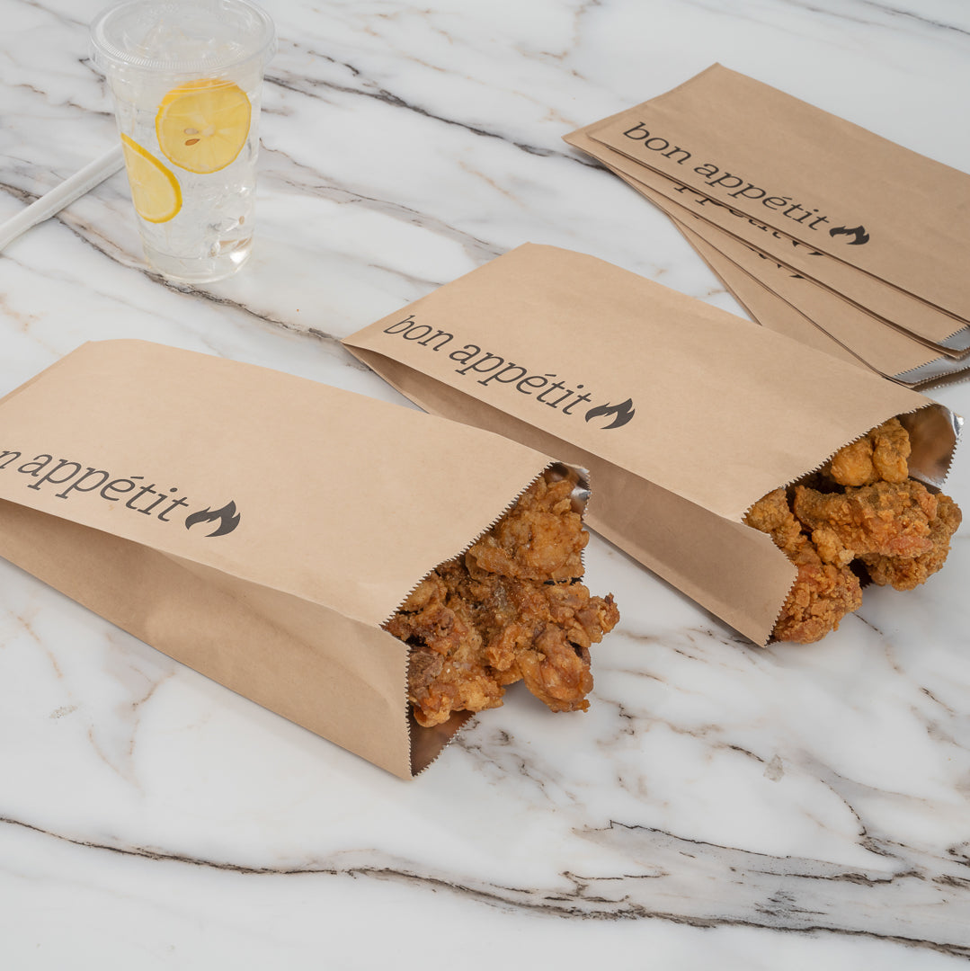 Premium Kraft Paper Foil Bags with Bon Appetit Print - 5.5