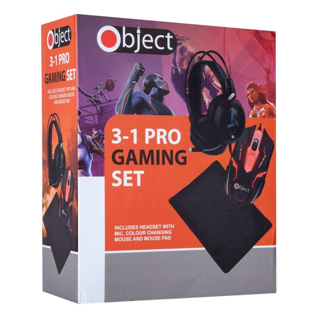 3-in-1 Pro Gaming Headset with LED Lights, Mouse & Mouse Pad - RGB Color Changing Headphones with Microphone & Volume Control for PC, Laptop, Mac (Includes 3.5mm Splitter Cable) - Perfect for Esports, Streaming & Online Gaming