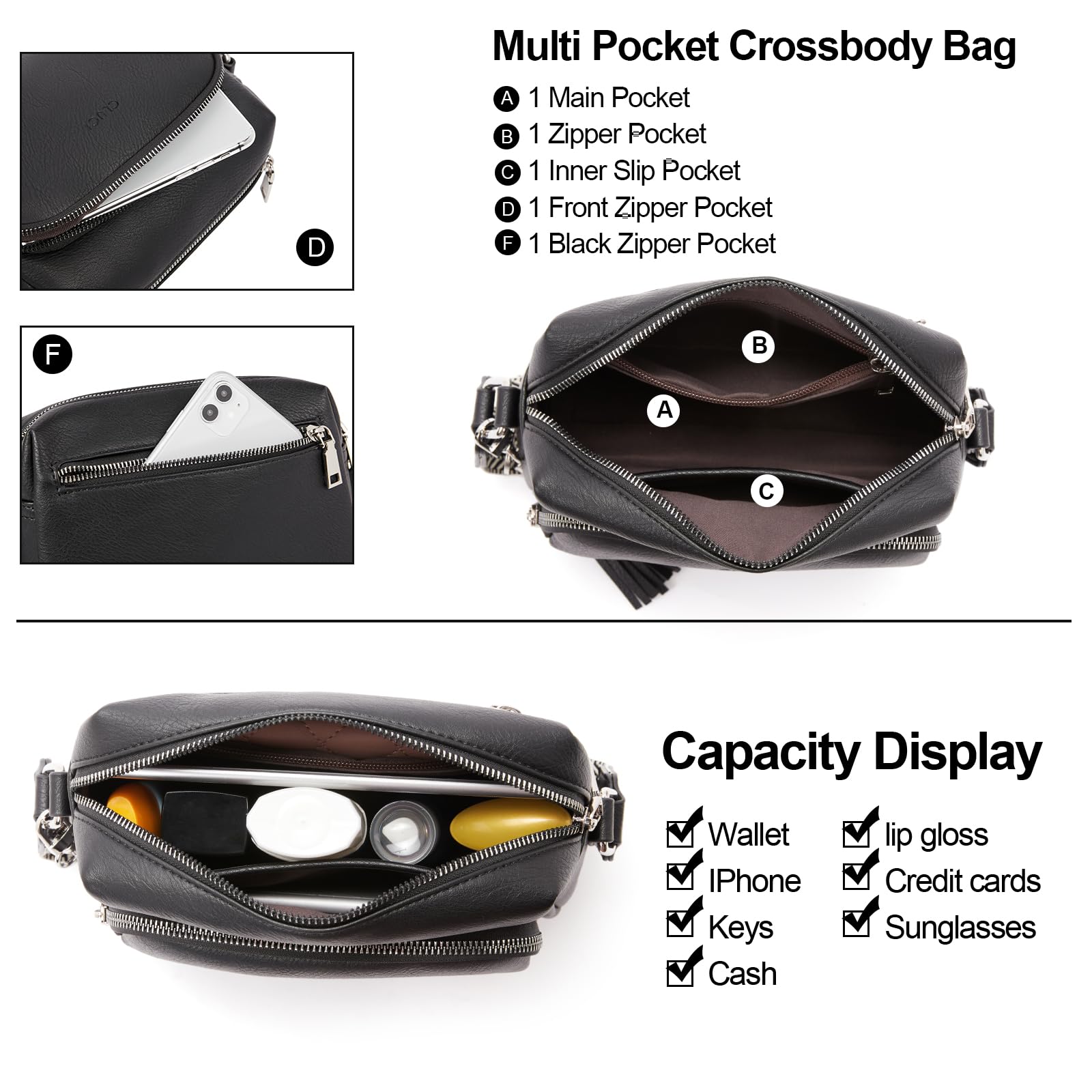 CLUCI Vegan Leather Crossbody Bags for Women - Adjustable Wide Strap Shoulder Handbag Purse | Perfect for Work, Travel & Everyday Use