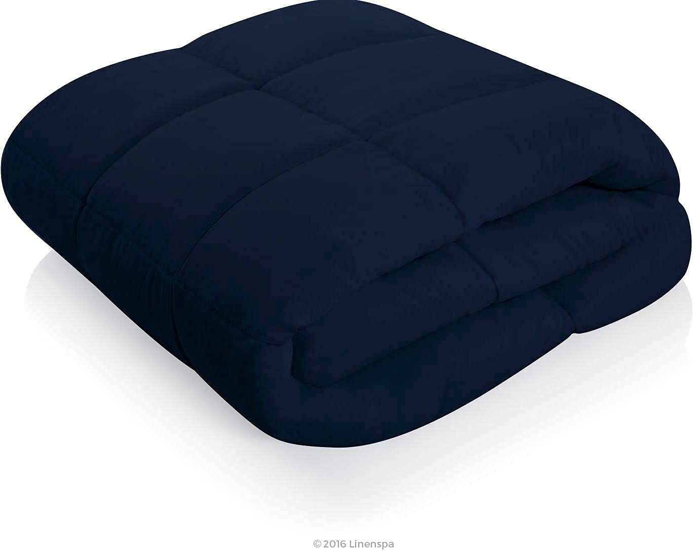 Lightweight All Season Down Alternative Comforter - 100% Cotton Soft Quilted Duvet Insert | Cooling Comforter for Warm Weather & Hot Sleepers | King/California King Size | Navy Blue | Perfect for Bedroom, Guest Room & Dorm Use