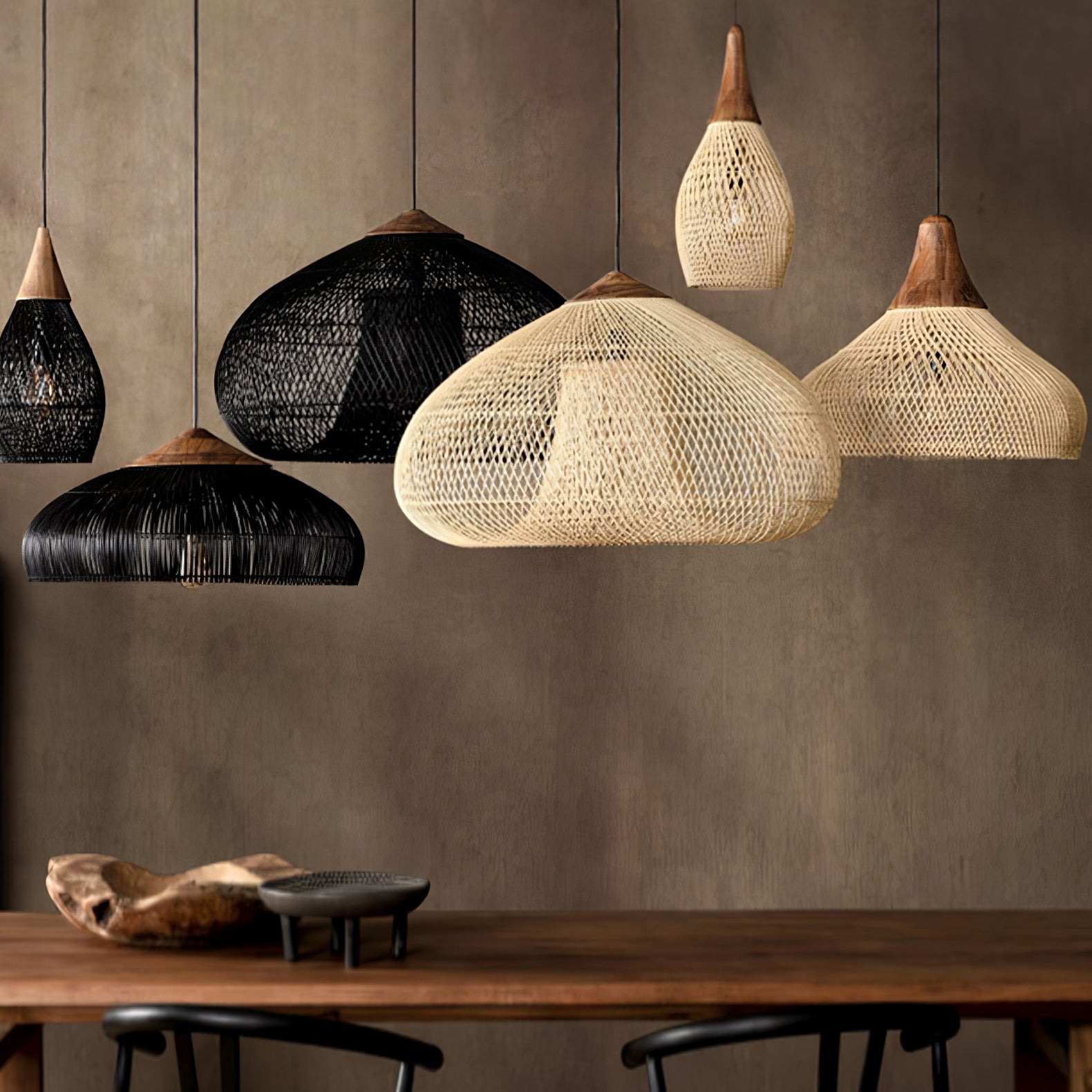 Handwoven Rattan Pendant Light - Natural Boho Ceiling Lamp for Living Room, Bedroom, or Patio Decor