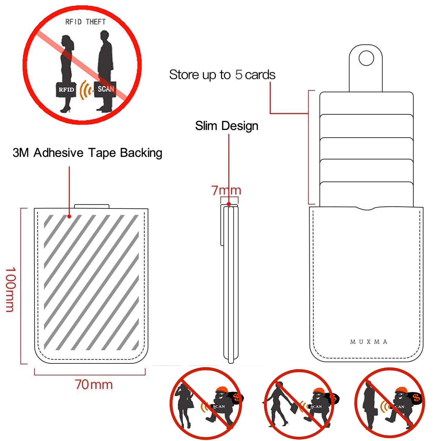 BIAJIYA RFID Blocking Phone Card Holder - Slim Leather Wallet Case for Credit Cards & Cash - Compatible with Most Smartphones (Grey) | Perfect for Travel, Shopping & Everyday Use