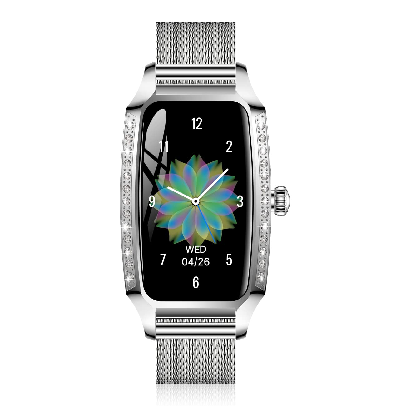 Smart Watch for Women - Shining Moissanite Fitness Tracker with Heart Rate, Sleep & Step Monitor, IP68 Waterproof, DIY Watch Face, Female Cycle Tracking - Compatible with Android & iOS Phones - Perfect for Workouts, Swimming & Daily Activity Tracking