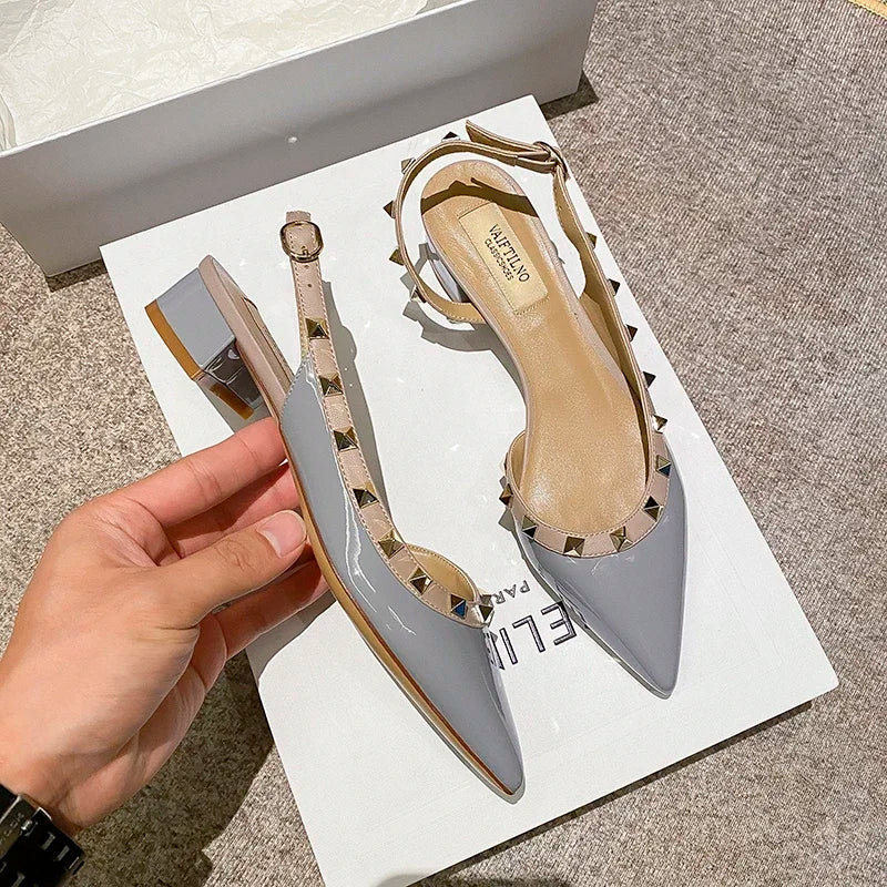 Luxury Gladiator Sandals for Women - Designer Rivet Slingback Sandals with 3cm Chunky Heel | Summer Fashion Footwear for Beach, Party & Casual Outings