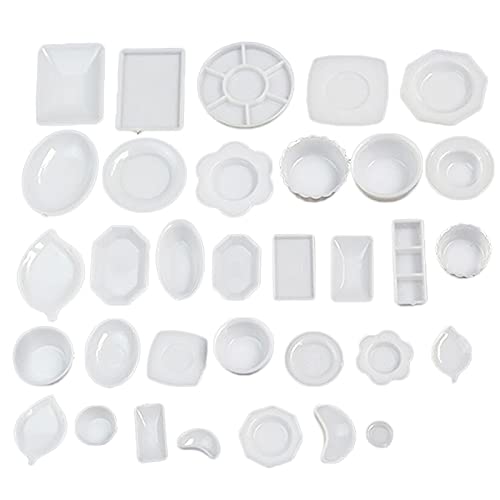 QINXI 33-Piece 1:12 Scale Miniature Dollhouse Dishes Set - Tiny Plates, Bowls & Kitchen Tableware for Dolls House Decor | Perfect for Miniature Kitchen Scenes & Dollhouse Accessories