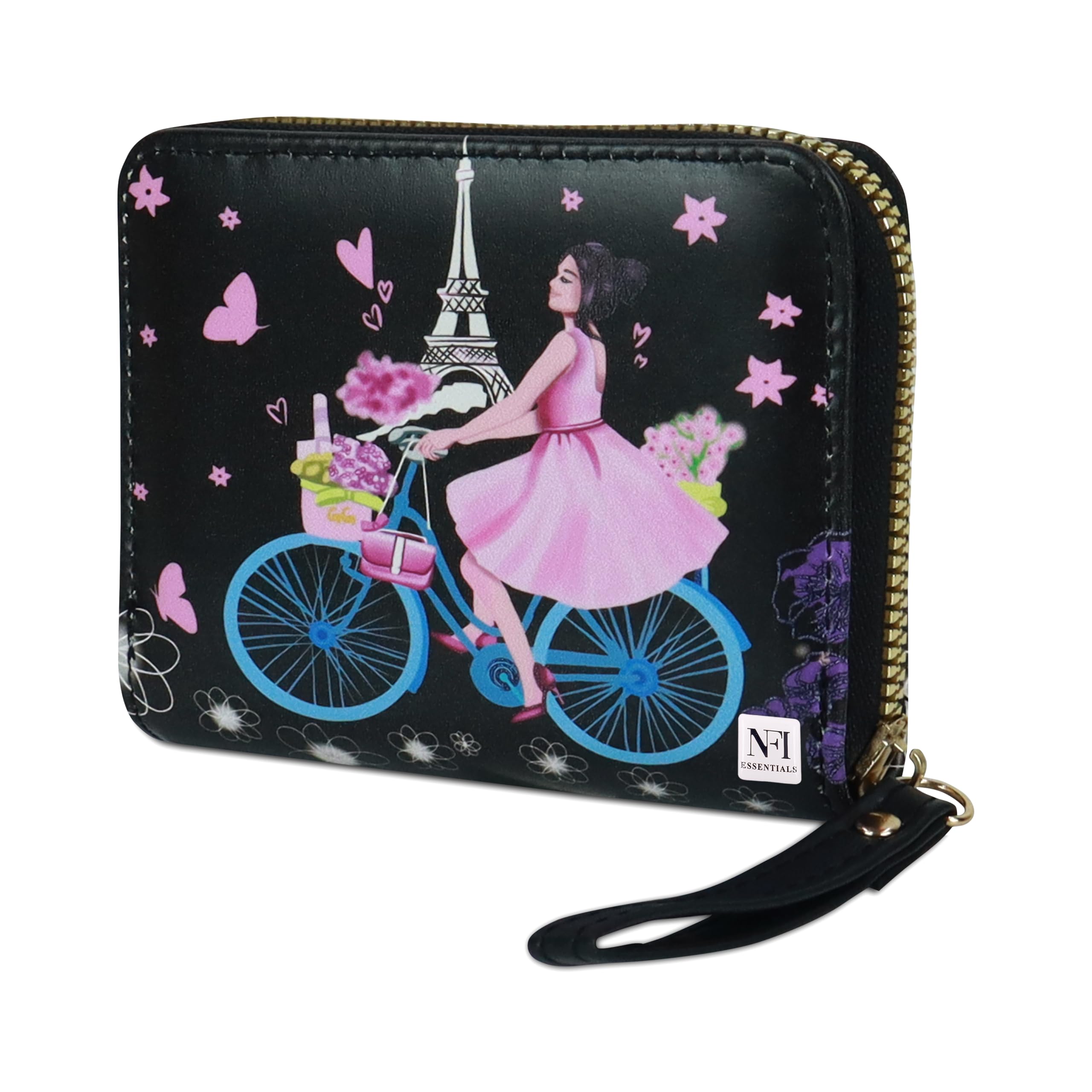 NFI Essentials Small Wallet for Women - PU Leather Mini Clutch with Zipper, Printed Credit Card & Coin Holder | Perfect for Everyday Use, Travel, and Gift Giving