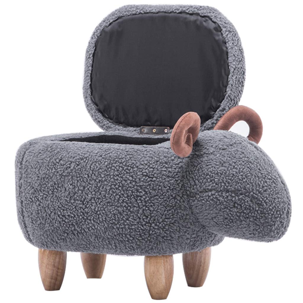 OUG Modern Solid Wood Velvet Stool - Creative Sofa Stool with Storage, Cute Lamb Design for Adults & Kids | Perfect for Living Room, Bedroom, Nursery Decor