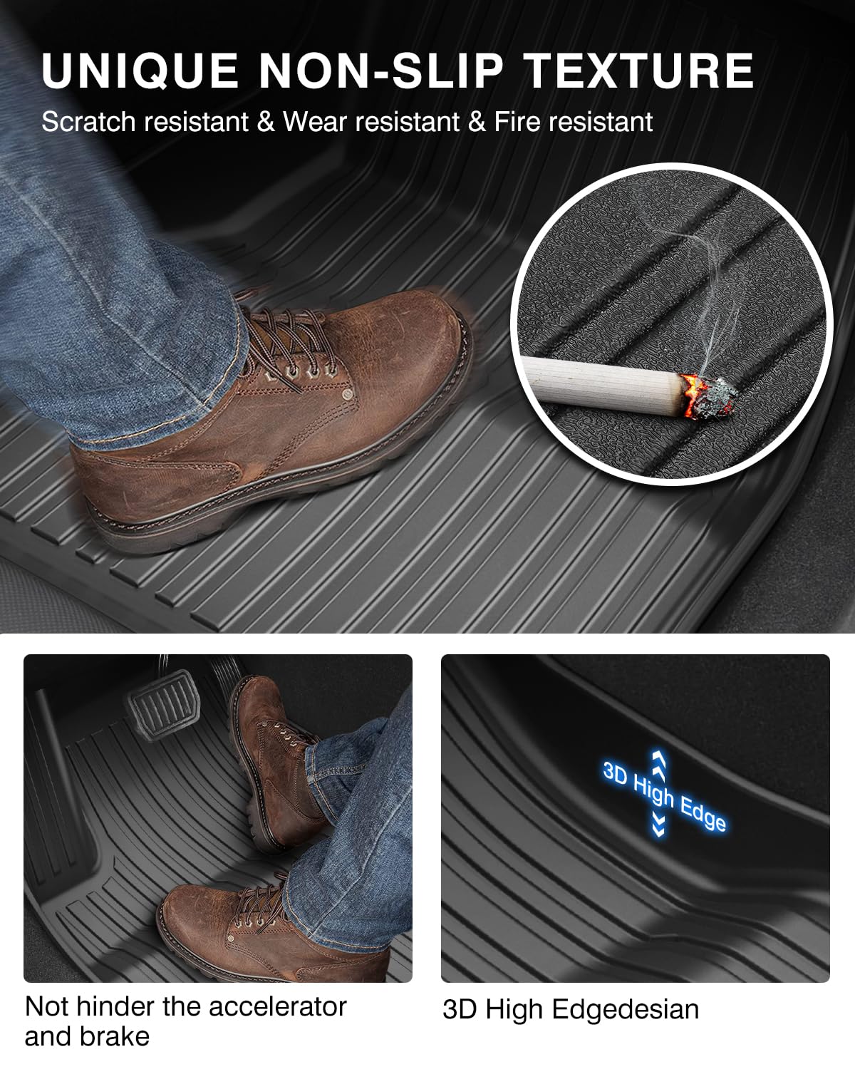 Premium All-Weather TPE 3D Floor Mats & Cargo Liner Set (8-Piece) for 2024-2025 Tesla Model 3 Highland - Front & Rear Storage Mats with Rear Seat Back Protection - Perfect for Daily Commutes, Road Trips, and Outdoor Adventures