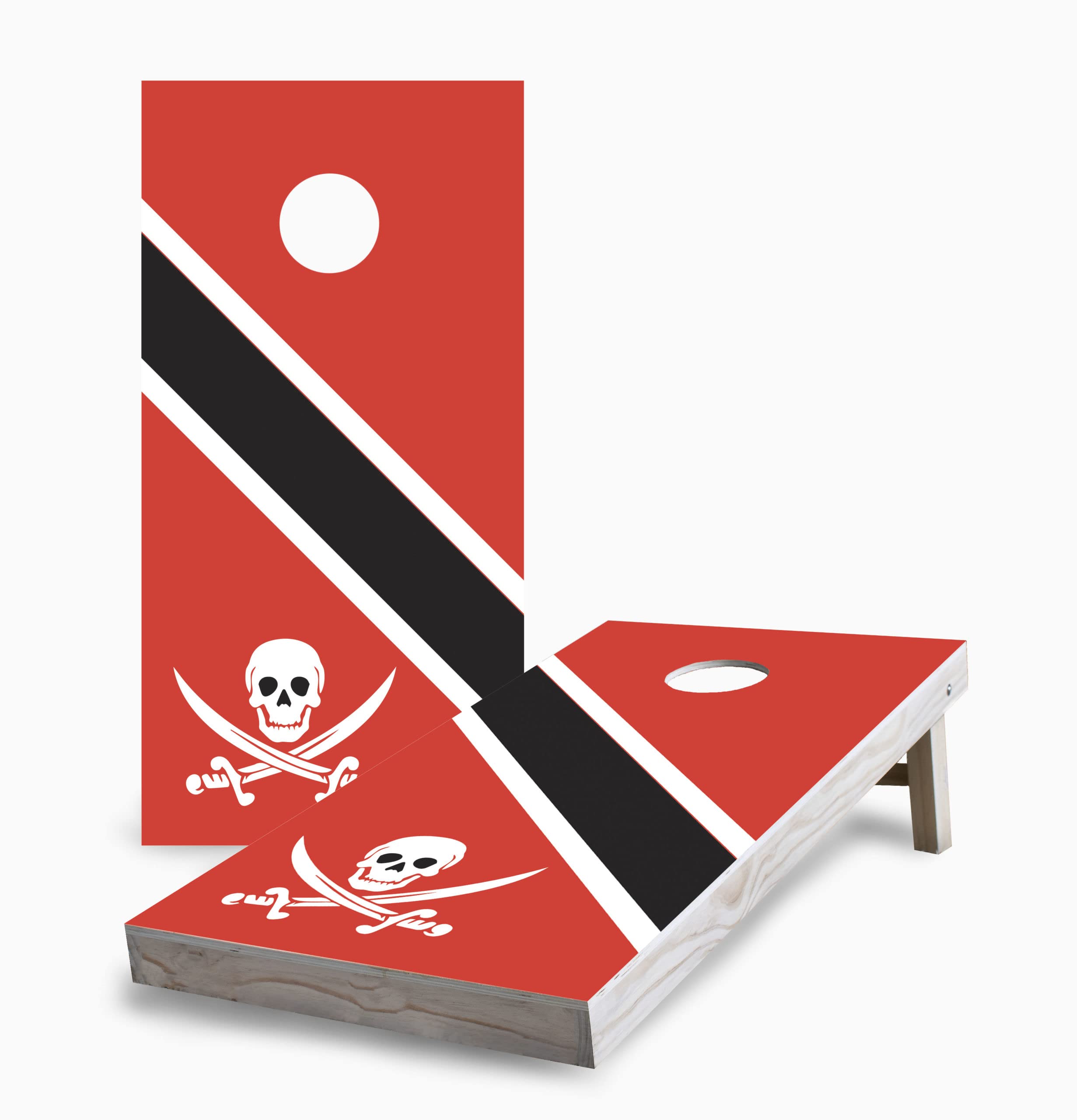 Premium Skull and Sword Striped Cornhole Board Set - 2 Boards, 8 Bags & Accessories - Perfect for Backyard Parties, Tailgating, and Outdoor Games