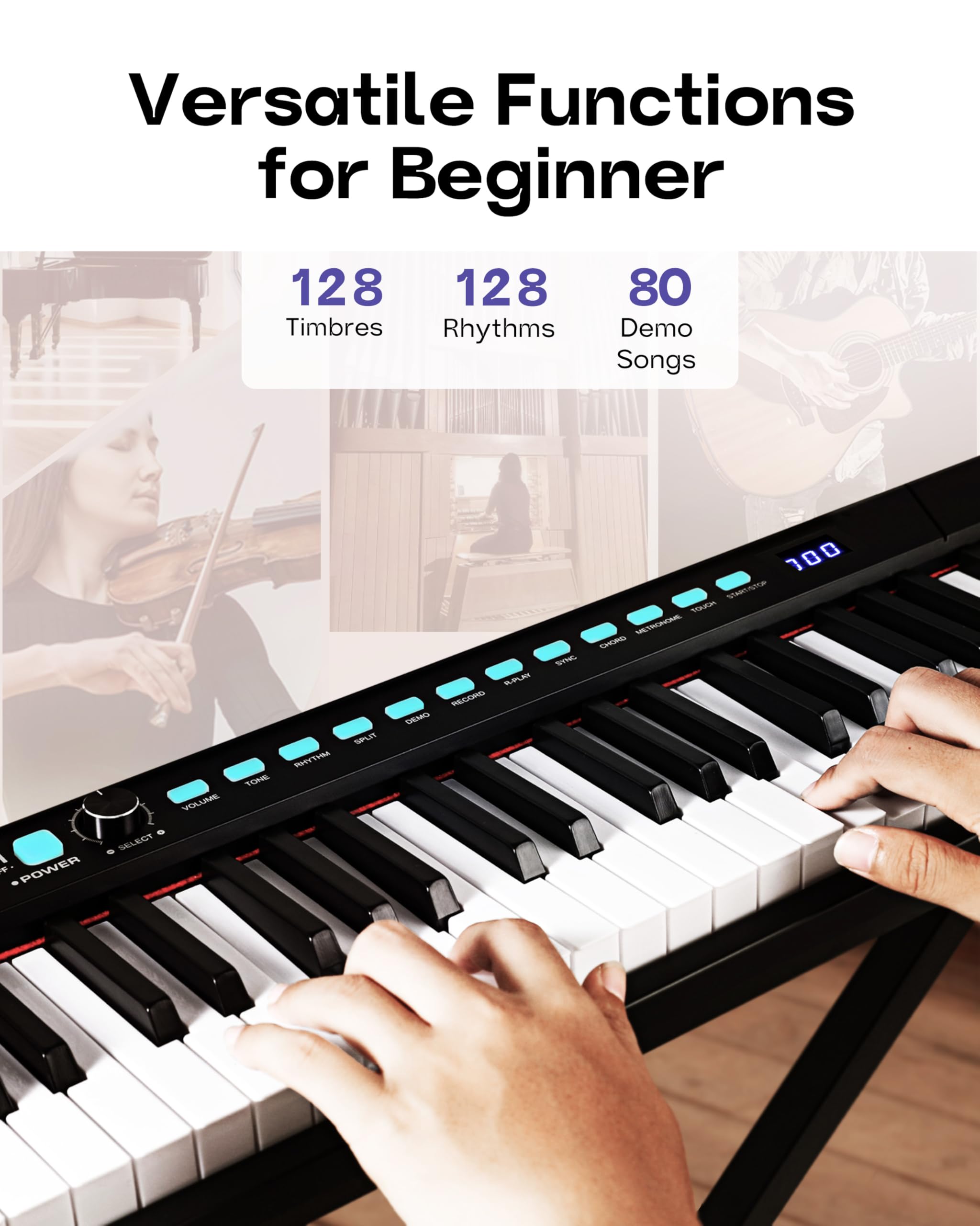 Starfavor 88-Key Digital Piano Keyboard - Portable Electric Piano with Semi-Weighted Keys, Stand, Headphones & Sustain Pedal - Perfect for Beginners, Home Practice & Live Performances