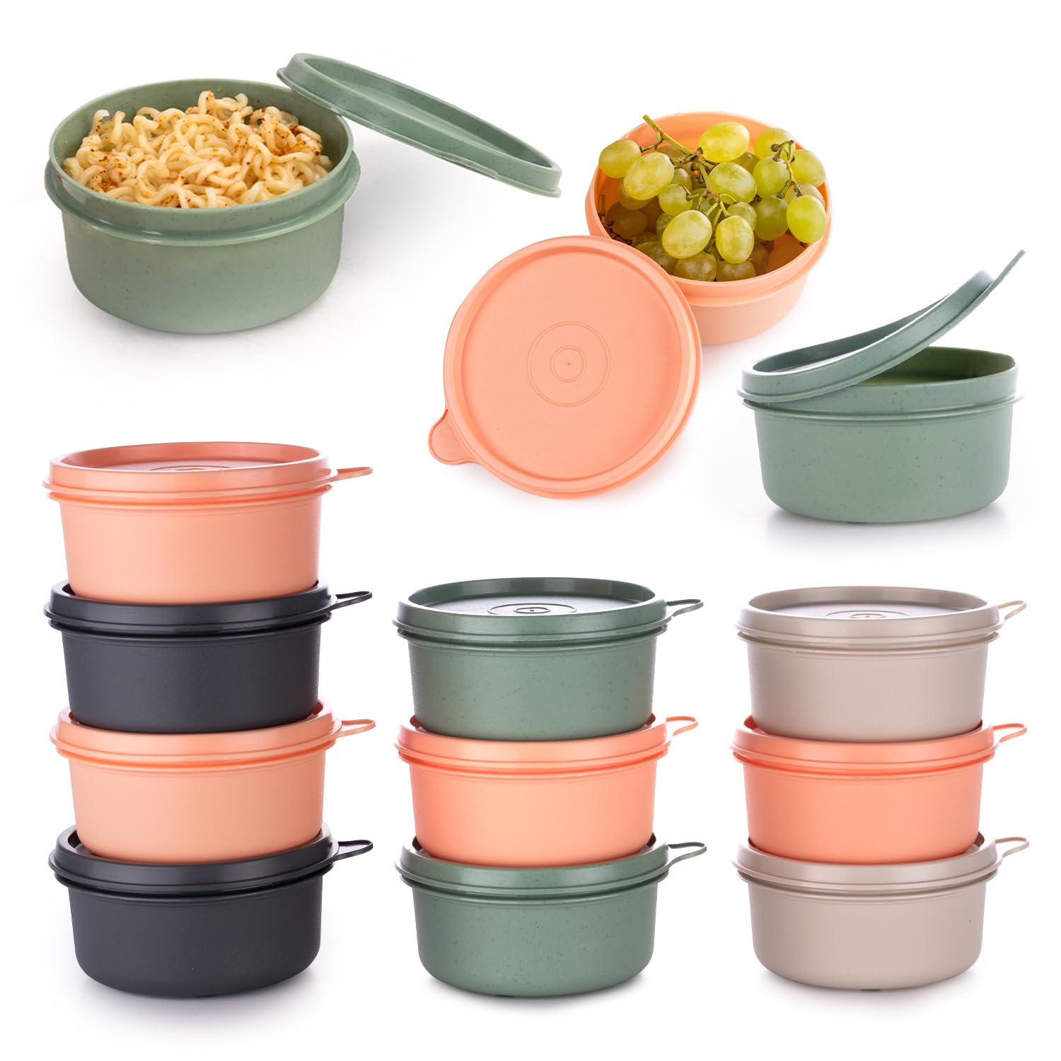 10-Pack 9 oz Small Round Airtight Food Storage Containers with Lids - Leakproof Reusable Plastic Bento Boxes for Lunch, Snacks, Meal Prep | Perfect for Kitchen Organization, Picnics & On-the-Go Meals