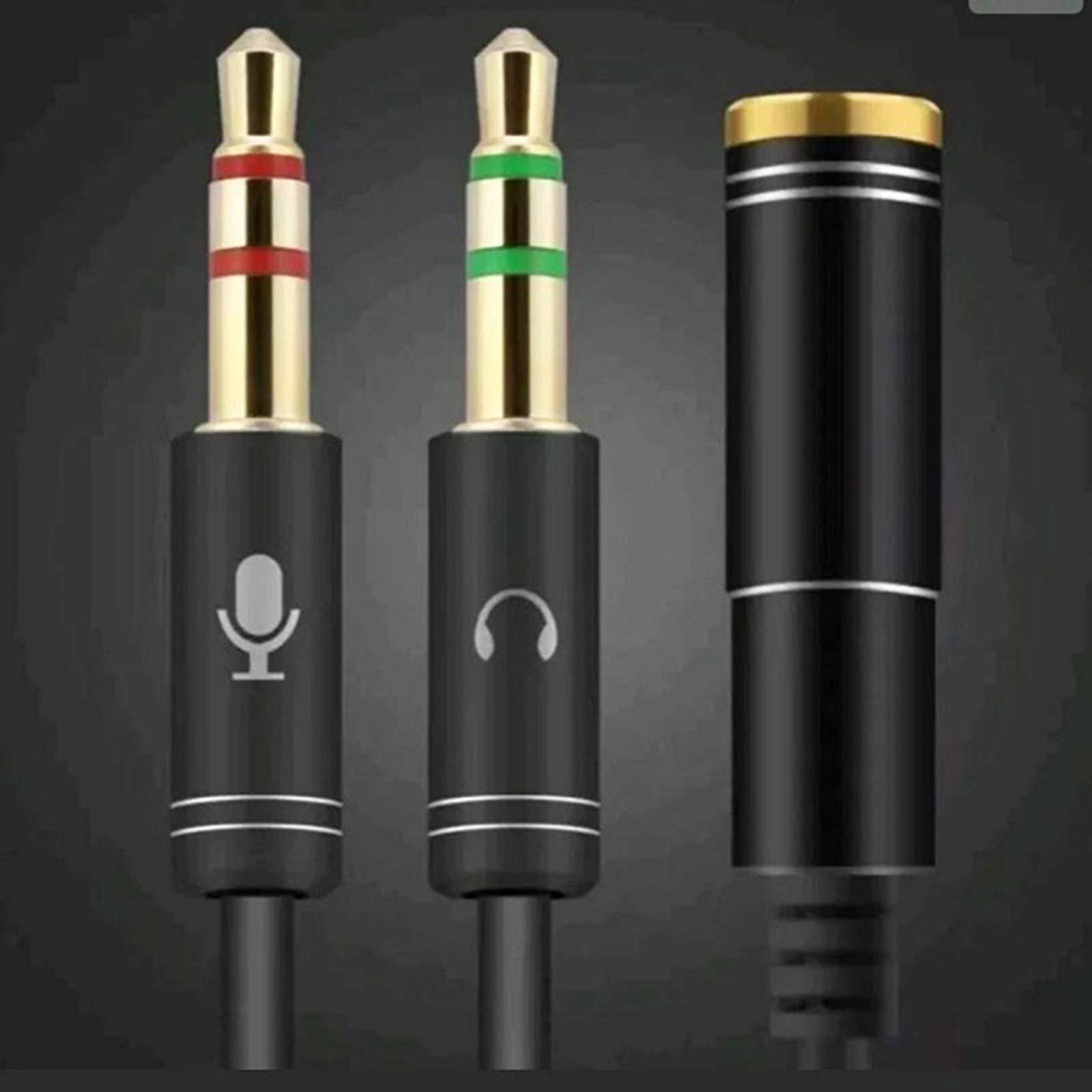 VJK 3.5mm Headphone Mic Splitter Cable - CTIA Standard Gold Plated Audio Adapter (Female to Dual Male) for Gaming, PC, Laptop, PS4, Xbox, Speakers - Perfect for Online Gaming, Conference Calls & Streaming