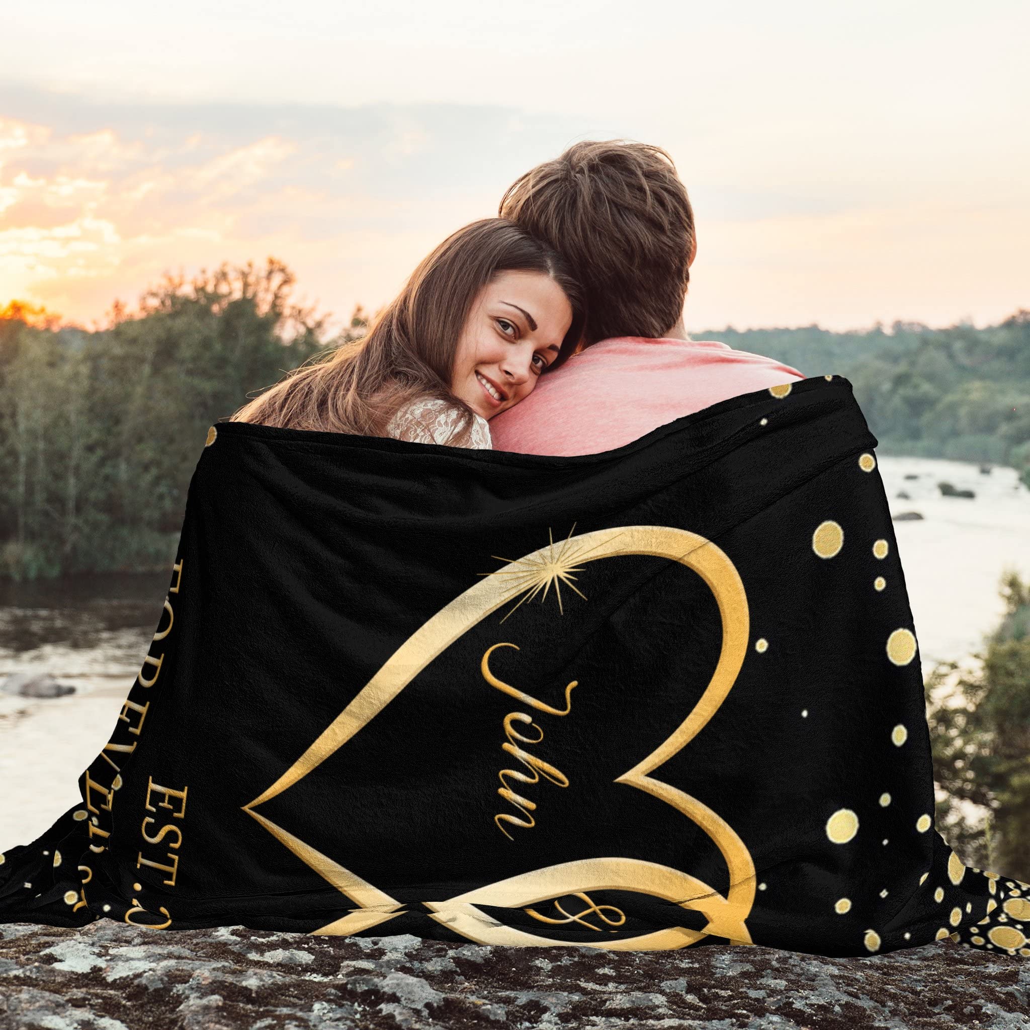 Personalized Couple Blankets - Custom Anniversary & Valentine's Day Gifts for Boyfriend, Wedding Present for Him, Birthday Gift for BF, Long Distance Relationship Keepsake - Perfect for Romantic Dates, Home Decor & Thoughtful Surprises