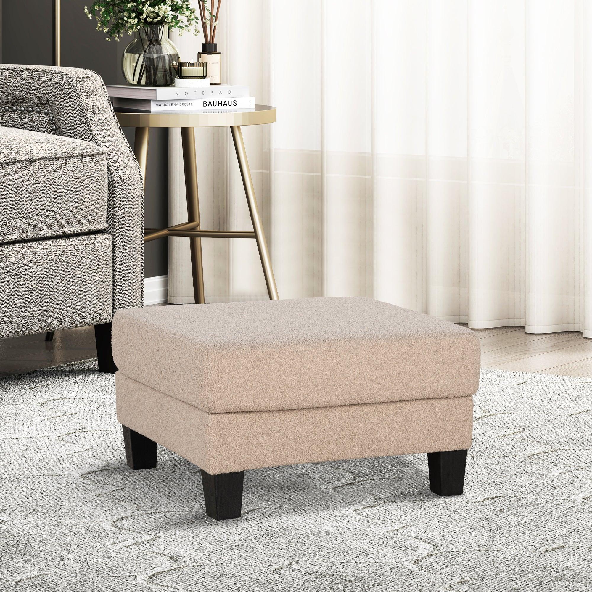 Beige 3-Piece Sofa Set with Storage Ottoman & USB Charging Ports - Modern Living Room Furniture for Small Spaces, Apartments & Home Theater Seating