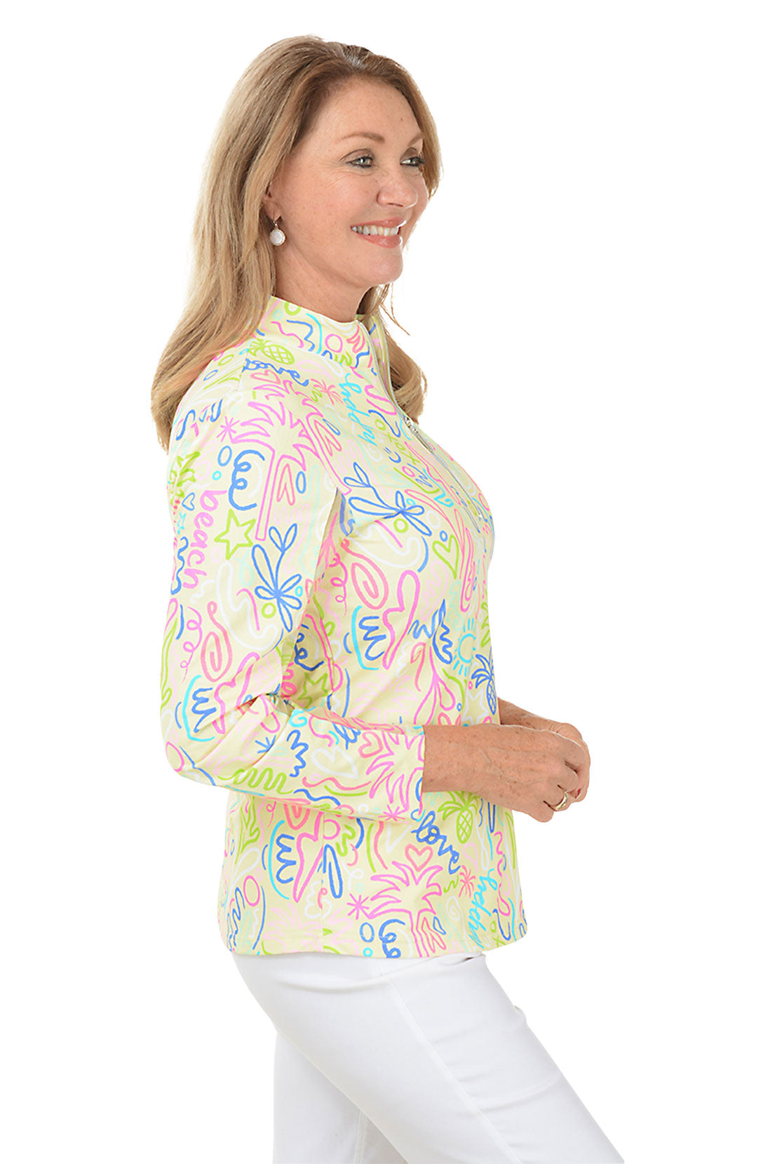 UPF50+ Cooling Mock Neck Top for Women - Sun Protection Beachwear for Summer Outdoor Activities