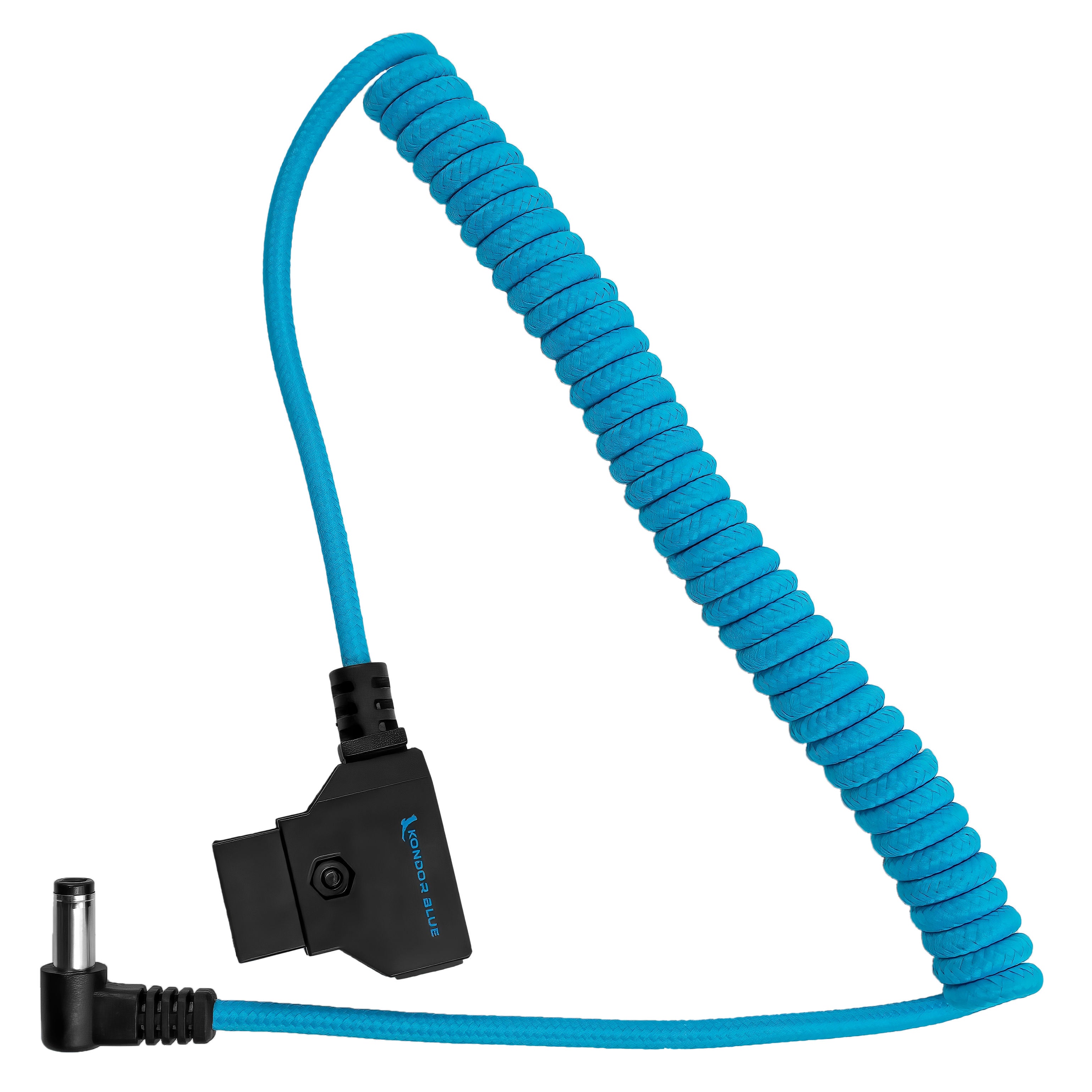 **Kondor Blue D-Tap to DC Right Angle Coiled Cable (5.5x2.5mm) - Power Your Camera & Monitor On-The-Go for Filmmaking & Photography**