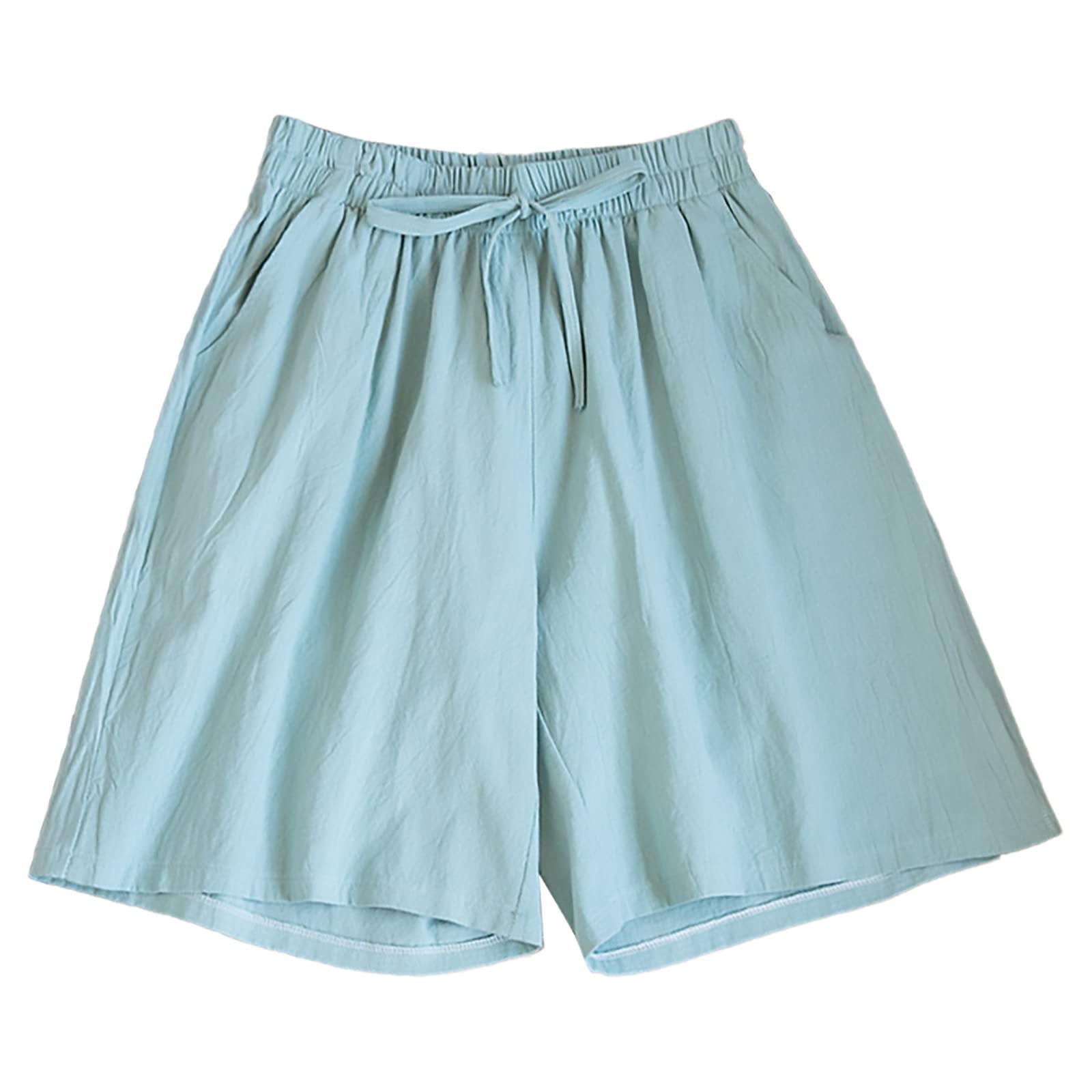 Rvidbe Plus Size Women's Summer Shorts - Elastic Waist Bermuda Casual Wide Leg Shorts with Pockets for Outdoor Activities and Travel