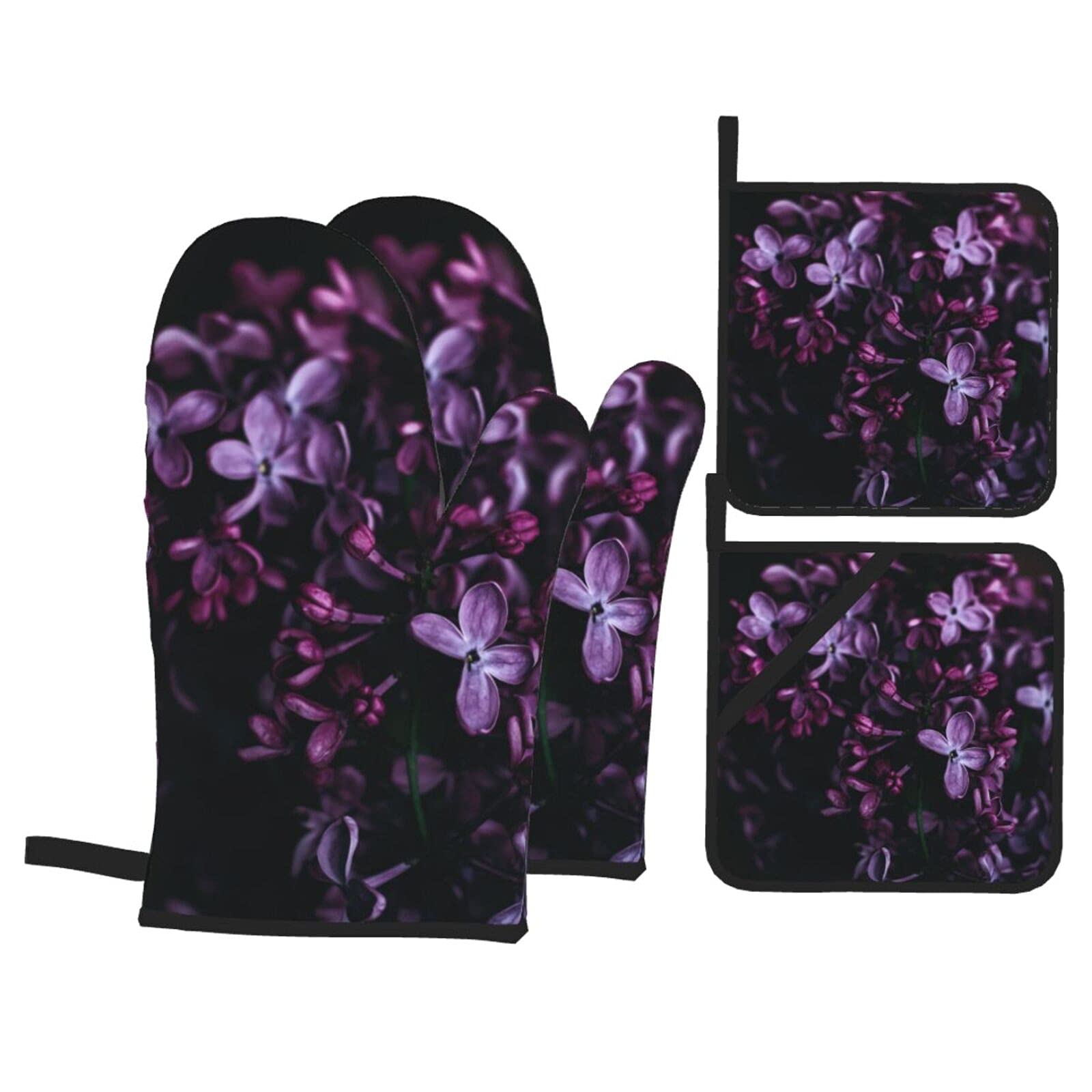 Heat Resistant Quilted Pot Holders & Oven Mitts Set of 4 - Kitchen Cooking Essentials for Baking, Grilling, and Hot Dish Handling