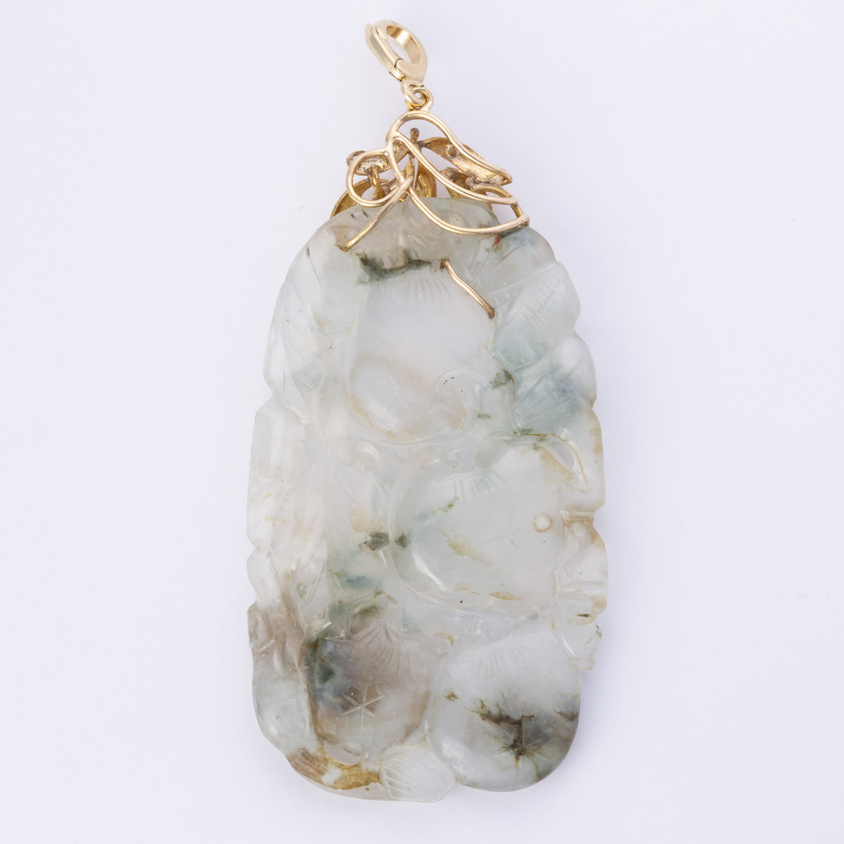 14K Yellow Gold Carved Jadeite Pendant Necklace - 95 Carat Natural Jade Jewelry for Women - Elegant Gift for Birthday, Anniversary & Special Occasions