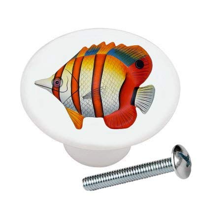 Talavera Ceramic Drawer Knobs - Butterfly Fish Design for Cabinets & Cupboards - Home & Office Decor