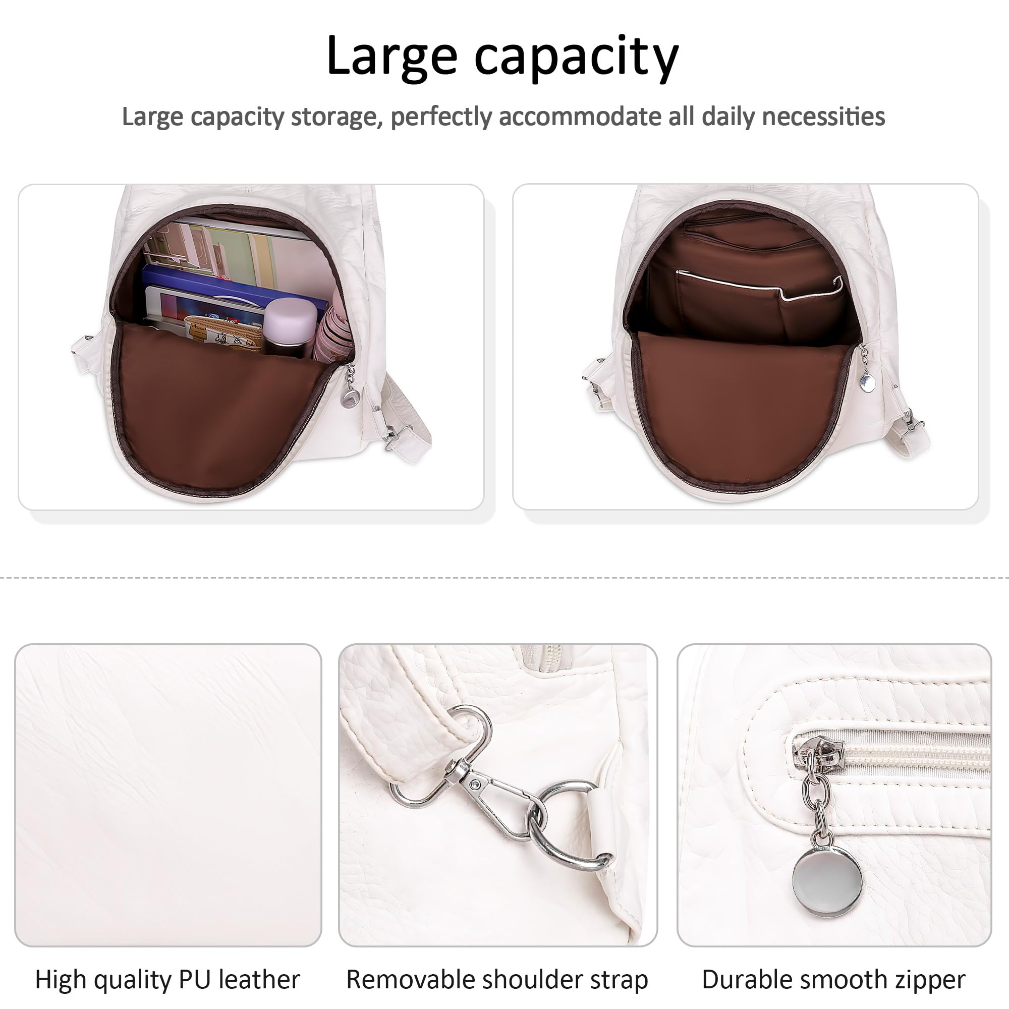 DEEVORCA Women's Fashion Backpack - Stylish Shoulder Bag for Casual, Travel, Work & Shopping | Waterproof PU Leather with Multiple Pockets | Grey Daypack for Everyday Use