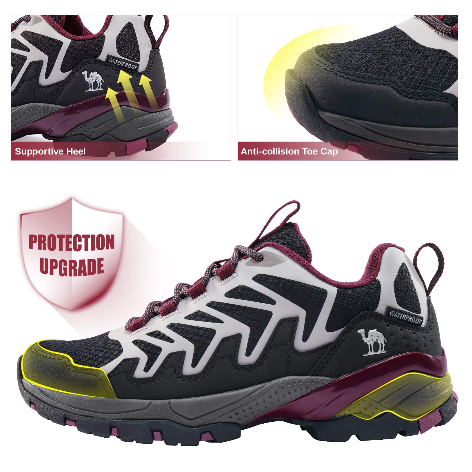 CAMELSPORTS Women's Waterproof Hiking Shoes - Lightweight Non-Slip Trail Running Sneakers for Trekking, Walking & Outdoor Adventures - Perfect for Hiking, Camping & Daily Wear