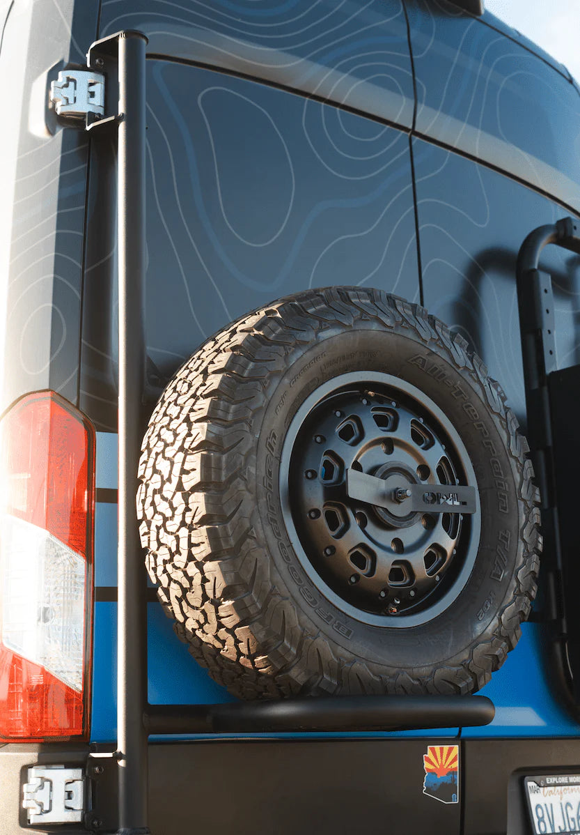 Heavy Duty Owl Tire Carrier for 2015-2023 Ford Transit Van - Spare Wheel Mount Bracket for Off-Road Adventures & Camping Trips