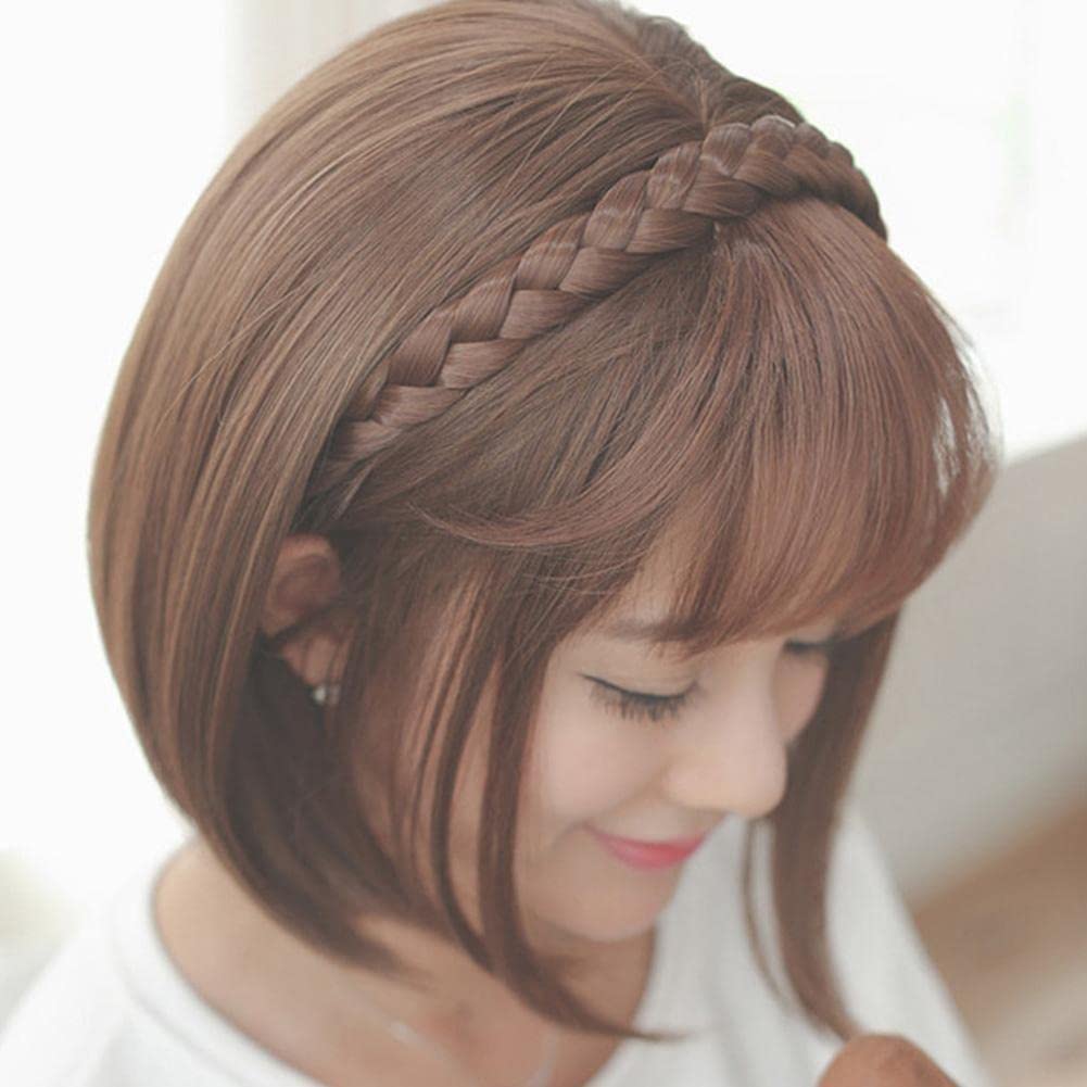 New Twist Headband With Bangs For Women - Natural Brown Black Artificial Wig Hair Band | Perfect for Cosplay, Costume Parties & Everyday Fashion