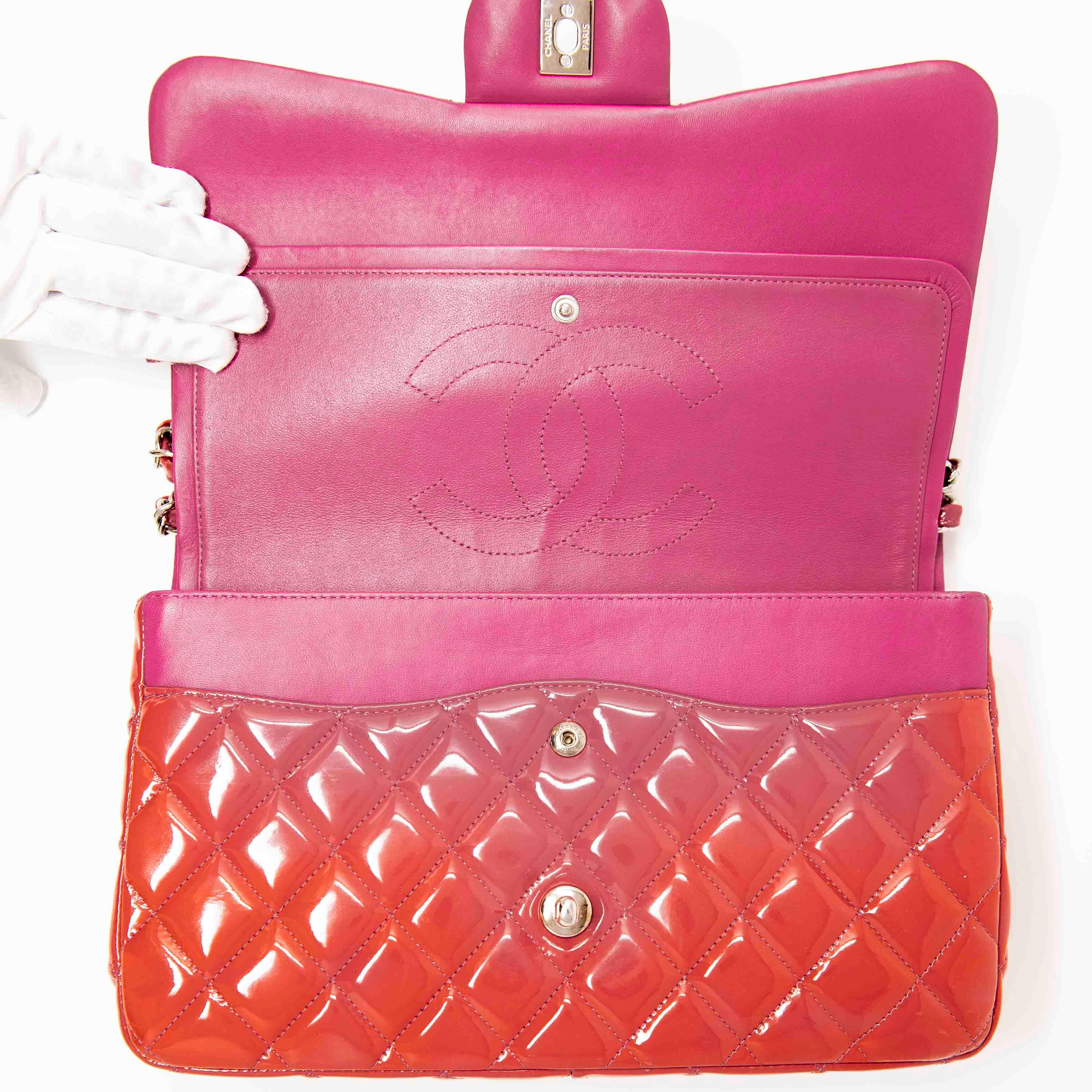 Chanel Pink Patent Leather Classic Jumbo Flap Bag - Luxury Designer Handbag for Women, Perfect for Parties & Special Occasions