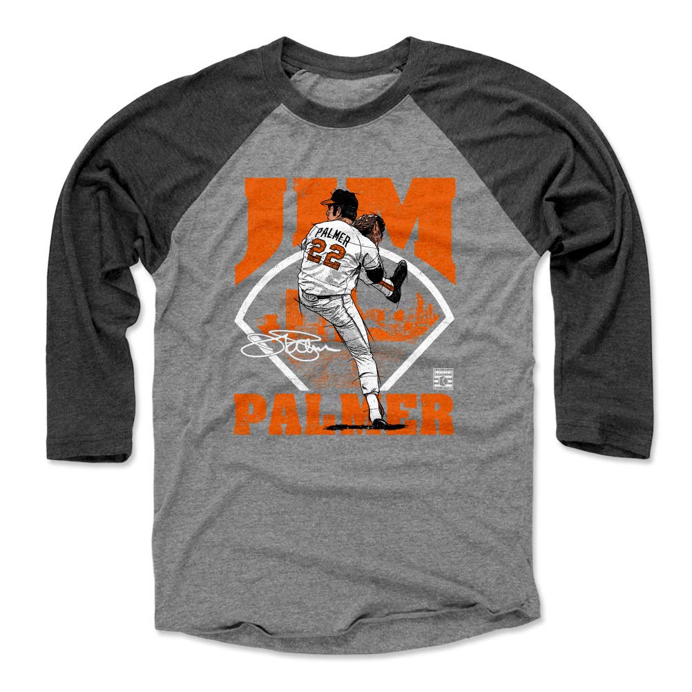 500 LEVEL Jim Palmer 3/4 Sleeve Raglan T-Shirt - Vintage Baseball Player Jersey Style Tee for Men - Perfect for Game Day, Sports Events & Casual Wear