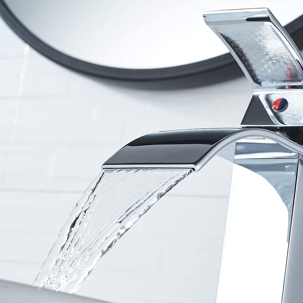 Modern Chrome Vessel Sink Faucet - Single Handle Waterfall Design for Bathroom Vanity & RV Sink