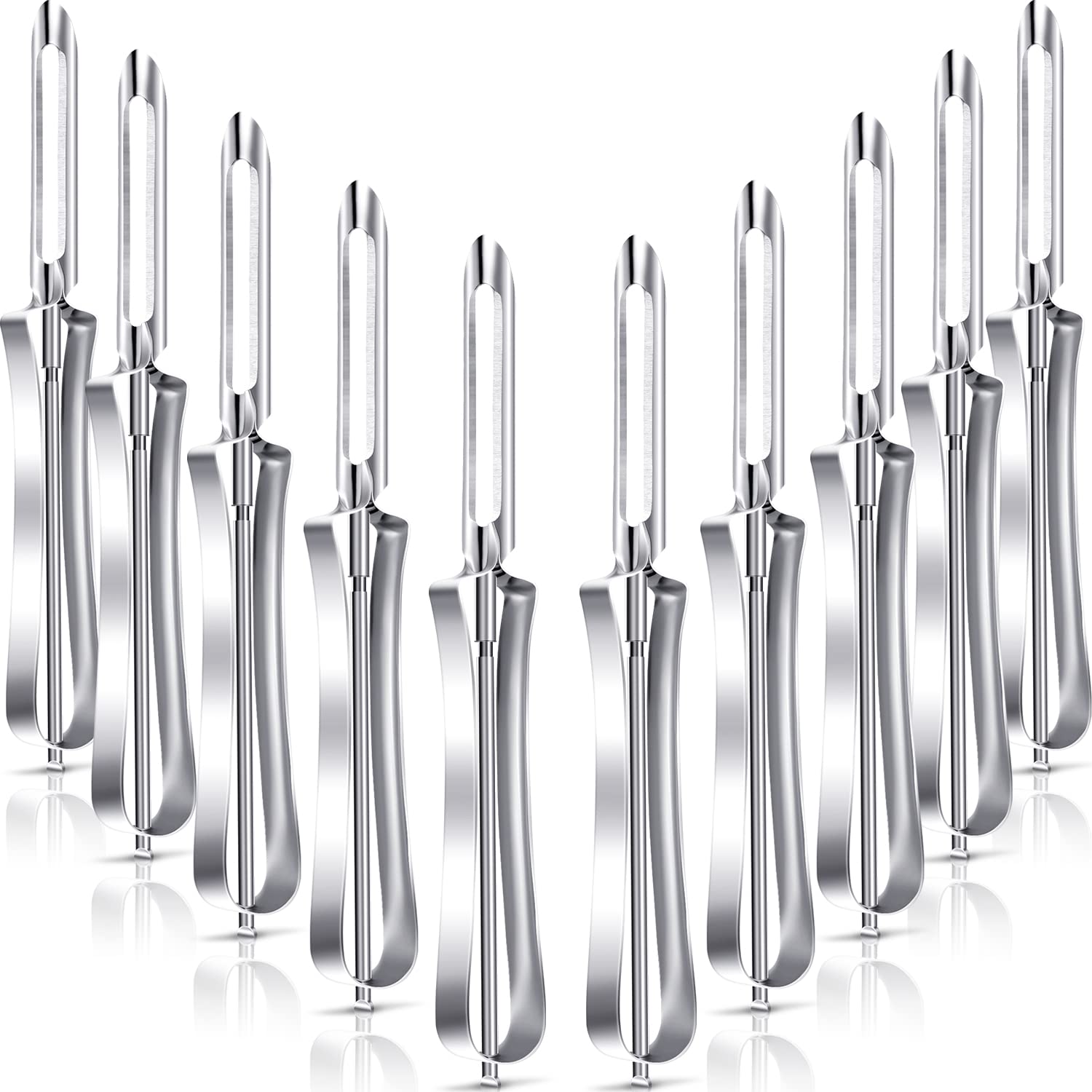 Premium Stainless Steel Rotary Peeler - 10 Pack for Fruits & Vegetables - Effortless Peeling for Carrots, Potatoes, Apples - Durable Kitchen Tool for Home Cooking & Meal Prep