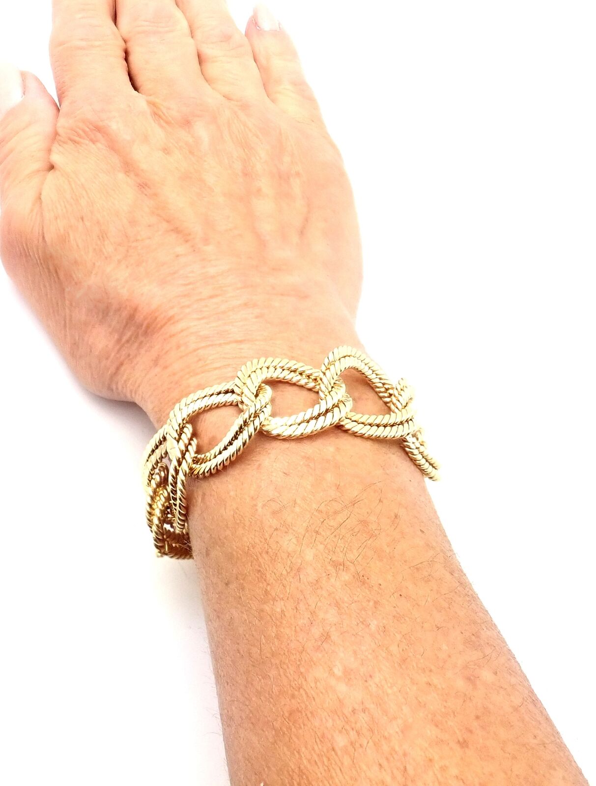 Authentic Verdura 18k Yellow Gold Rope Link Bracelet - Luxury Vintage Jewelry for Women - Perfect for Weddings, Parties & Special Occasions