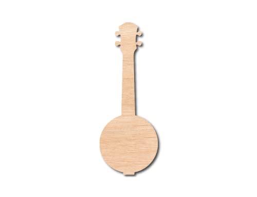 Unfinished Wooden Banjo Shape for DIY Crafts - 1/8 Inch Thickness, Various Sizes - Perfect for Music Themed Decor, Scrapbooking & Woodworking Projects (1 Piece)