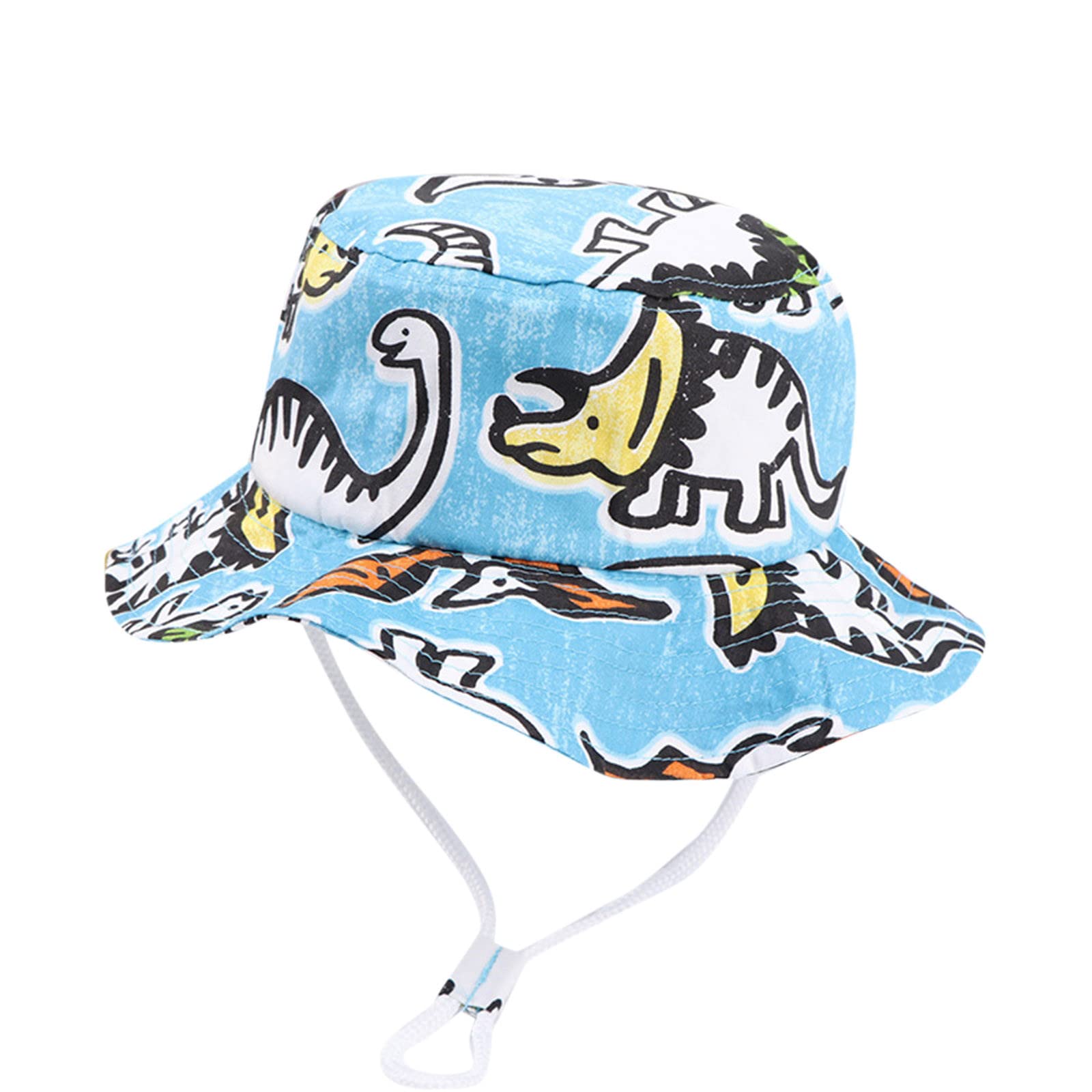 Cute Cartoon Bucket Sun Hat for Toddler Boys & Girls - Adjustable Chin Strap UV Protection Summer Beach Hat for Outdoor Play, Park & Pool Activities