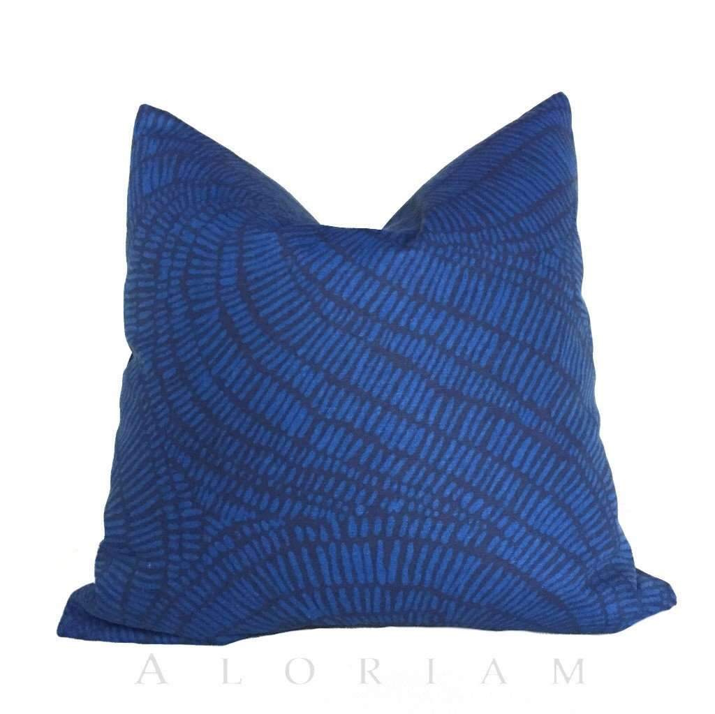 Robert Allen Navy Blue Abstract Swirl Pattern Decorative Pillow Cover - Soft Cotton Throw Pillow Case for Sofa, Bed, Couch & Home Decor